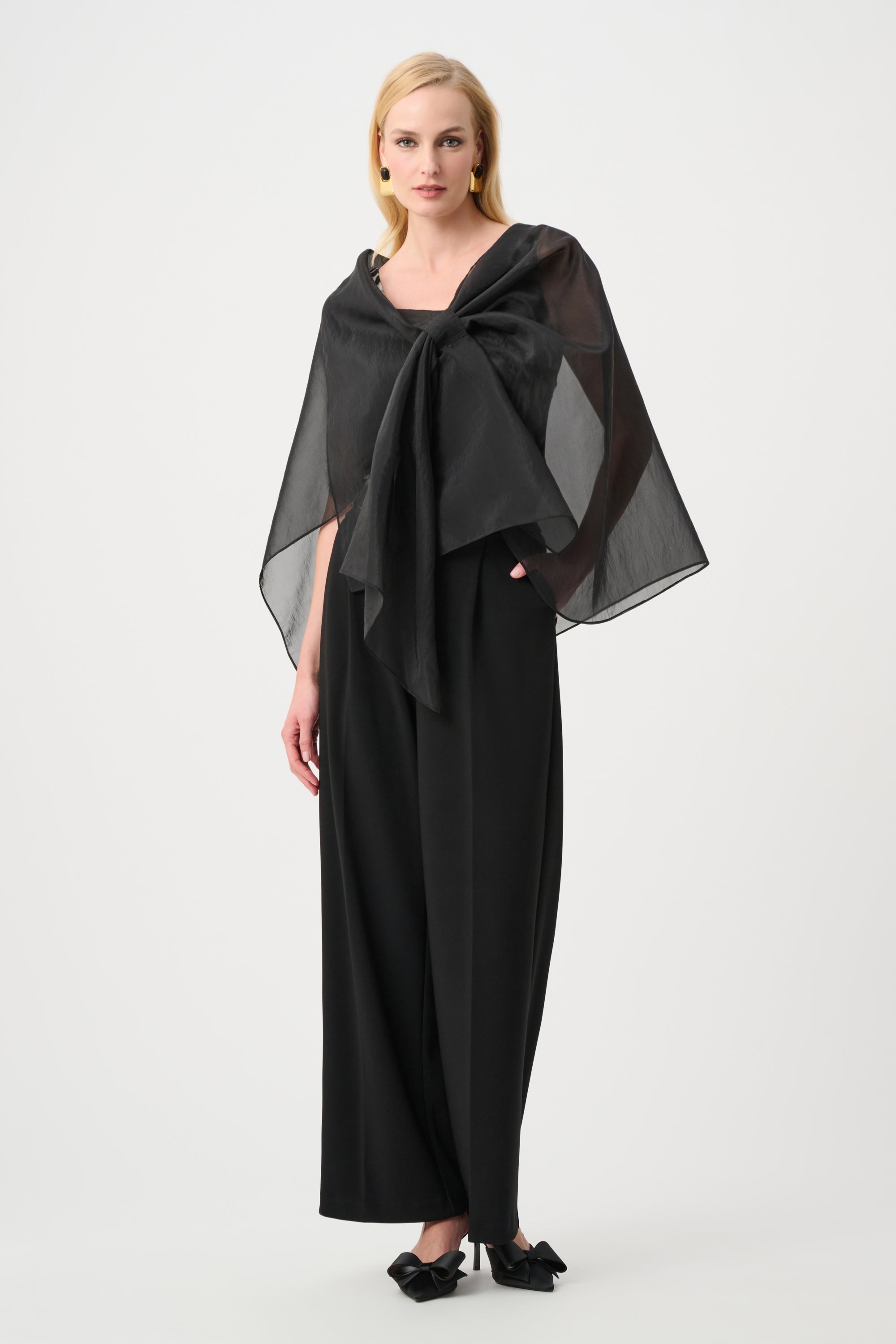 Joseph Ribkoff Signature Organza Asymmetric Cover-Up 263765 - Black