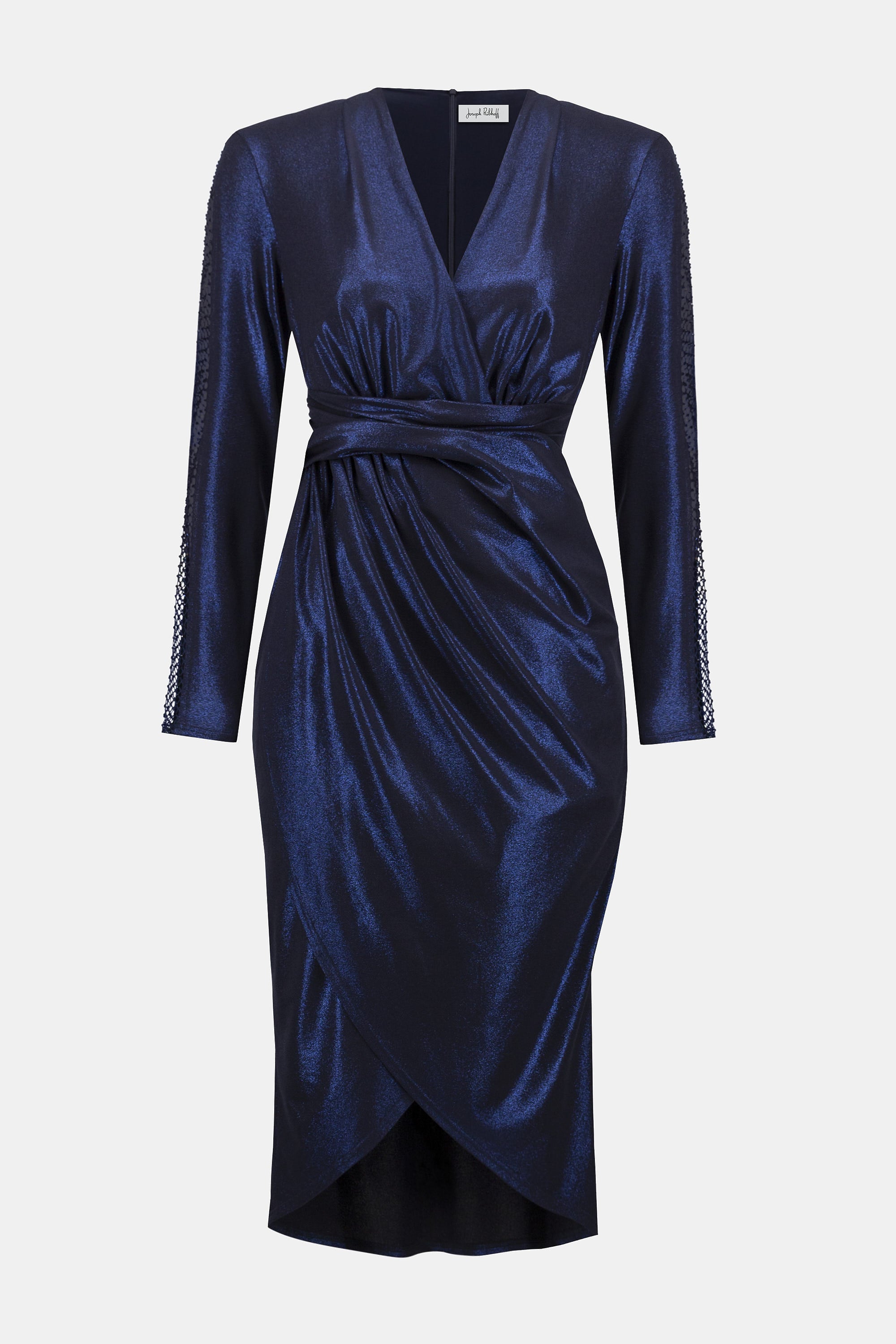 Joseph Ribkoff Signature Foiled Wrap Dress 253742 - Navy