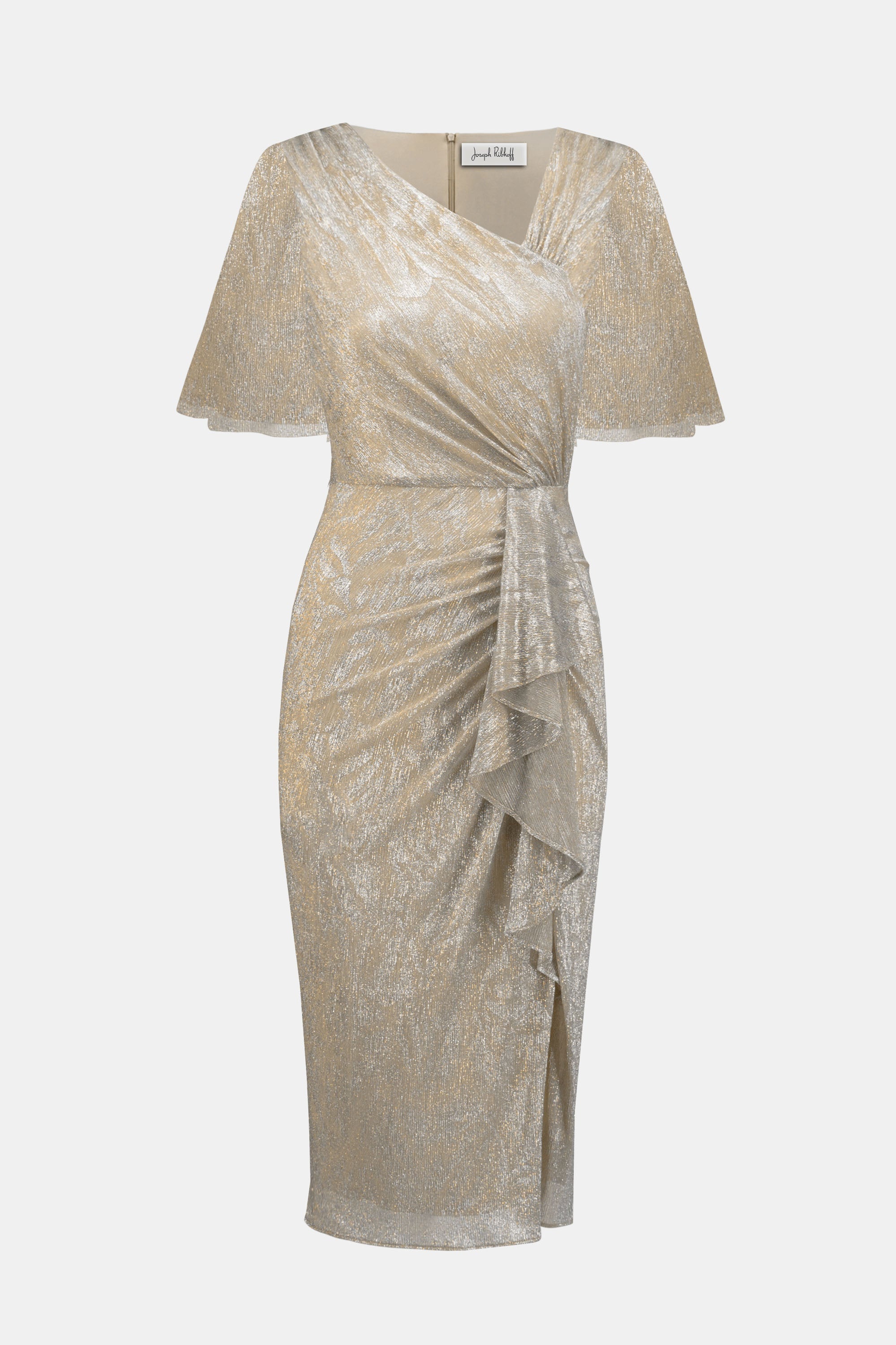 Joseph Ribkoff Signature Foiled Sheath Dress 252706 - Quartz/ Silver