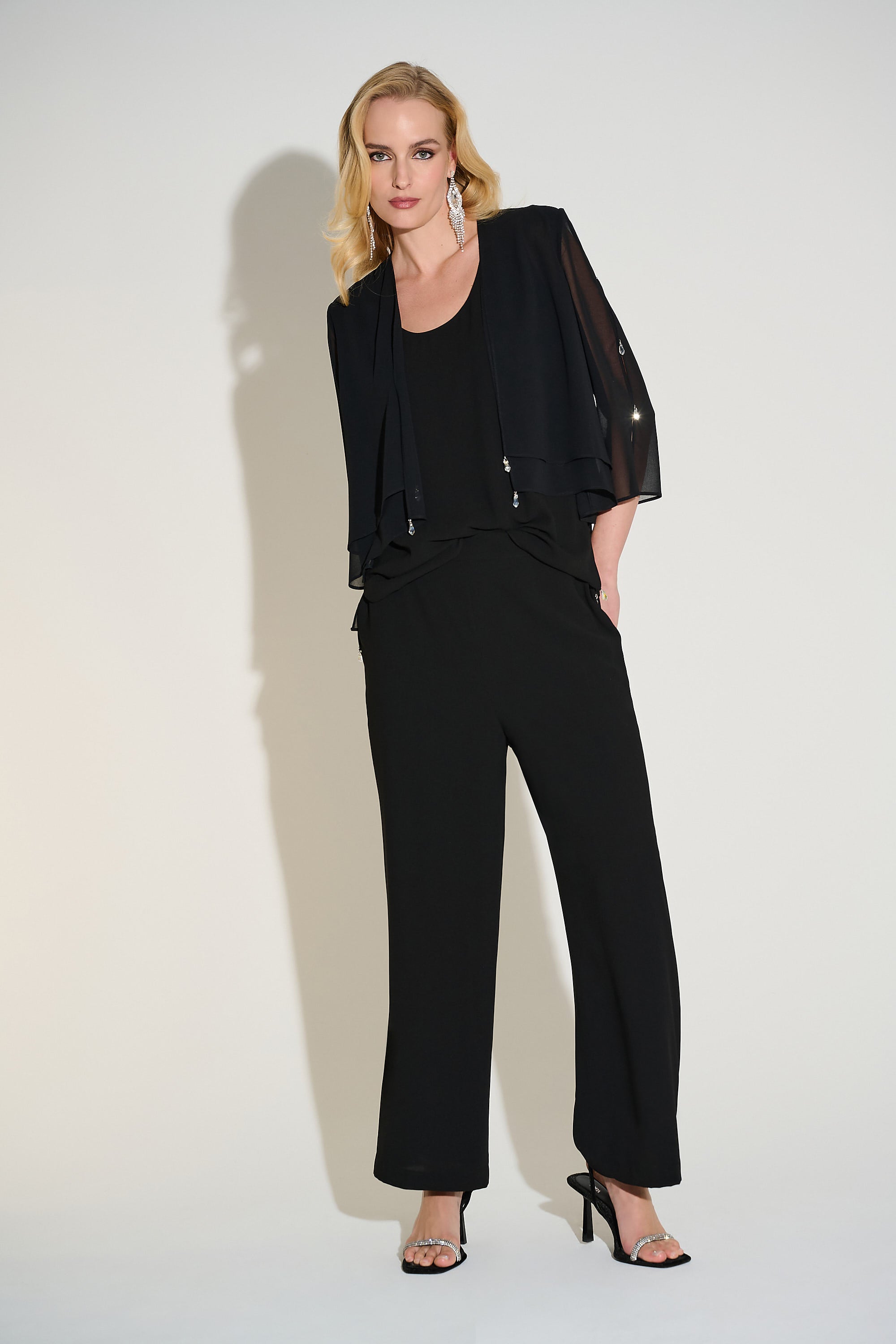 Joseph Ribkoff Signature Georgette Straight Leg Pants 253756 - Black