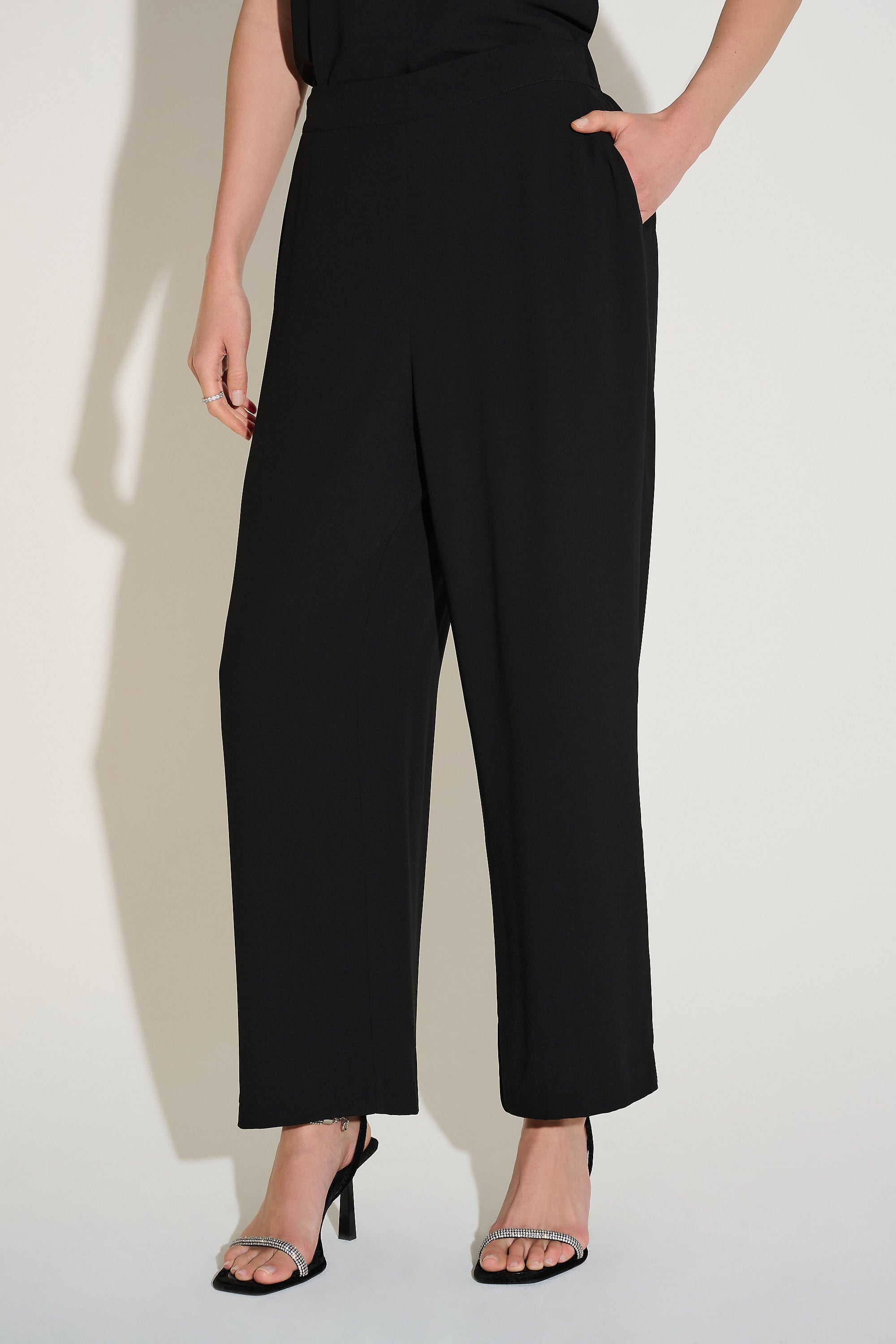 Joseph Ribkoff Signature Georgette Straight Leg Pants 253756 - Black