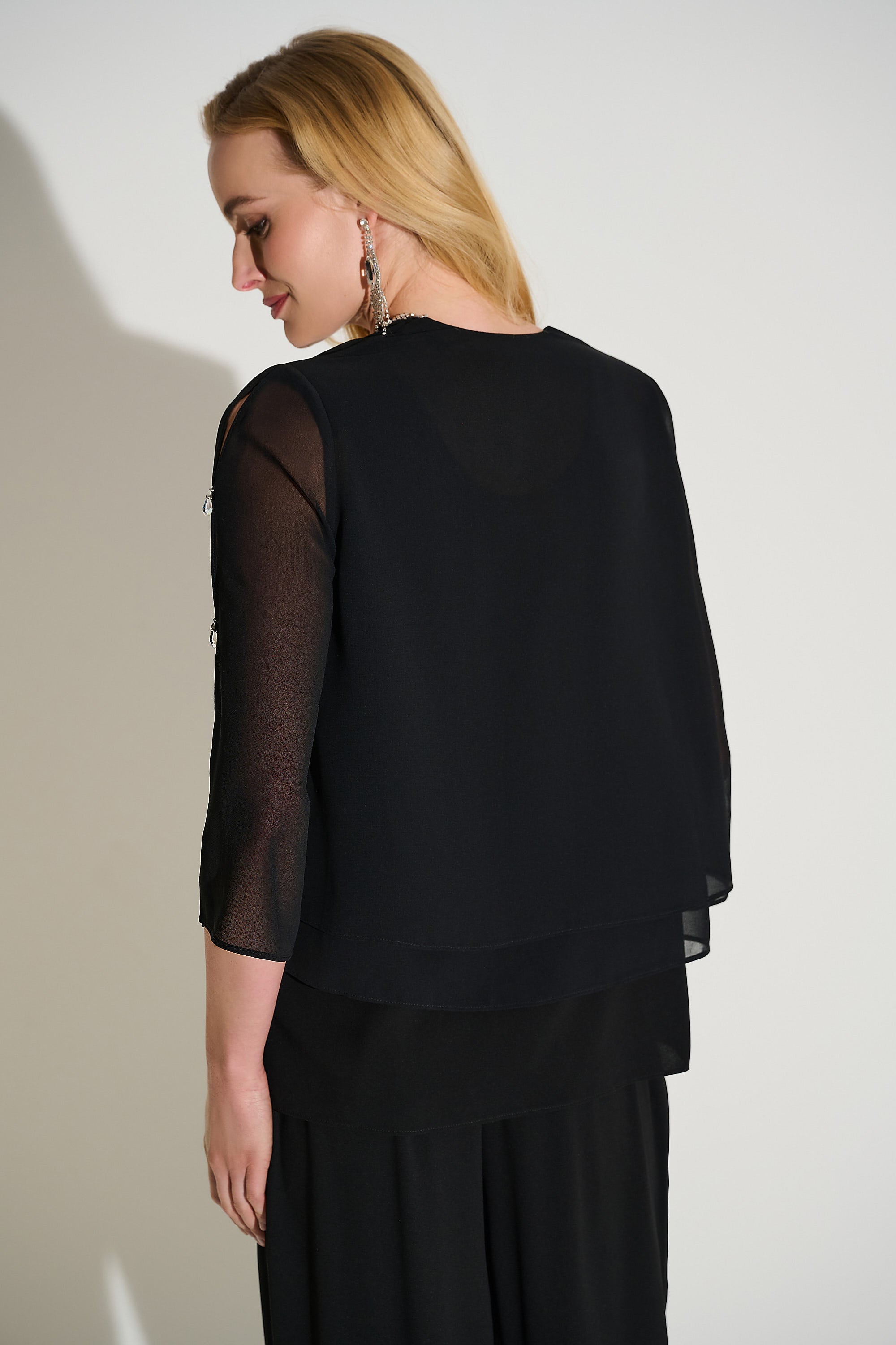 Joseph Ribkoff Signature Layered Chiffon 2 Piece Set 253755 - Black