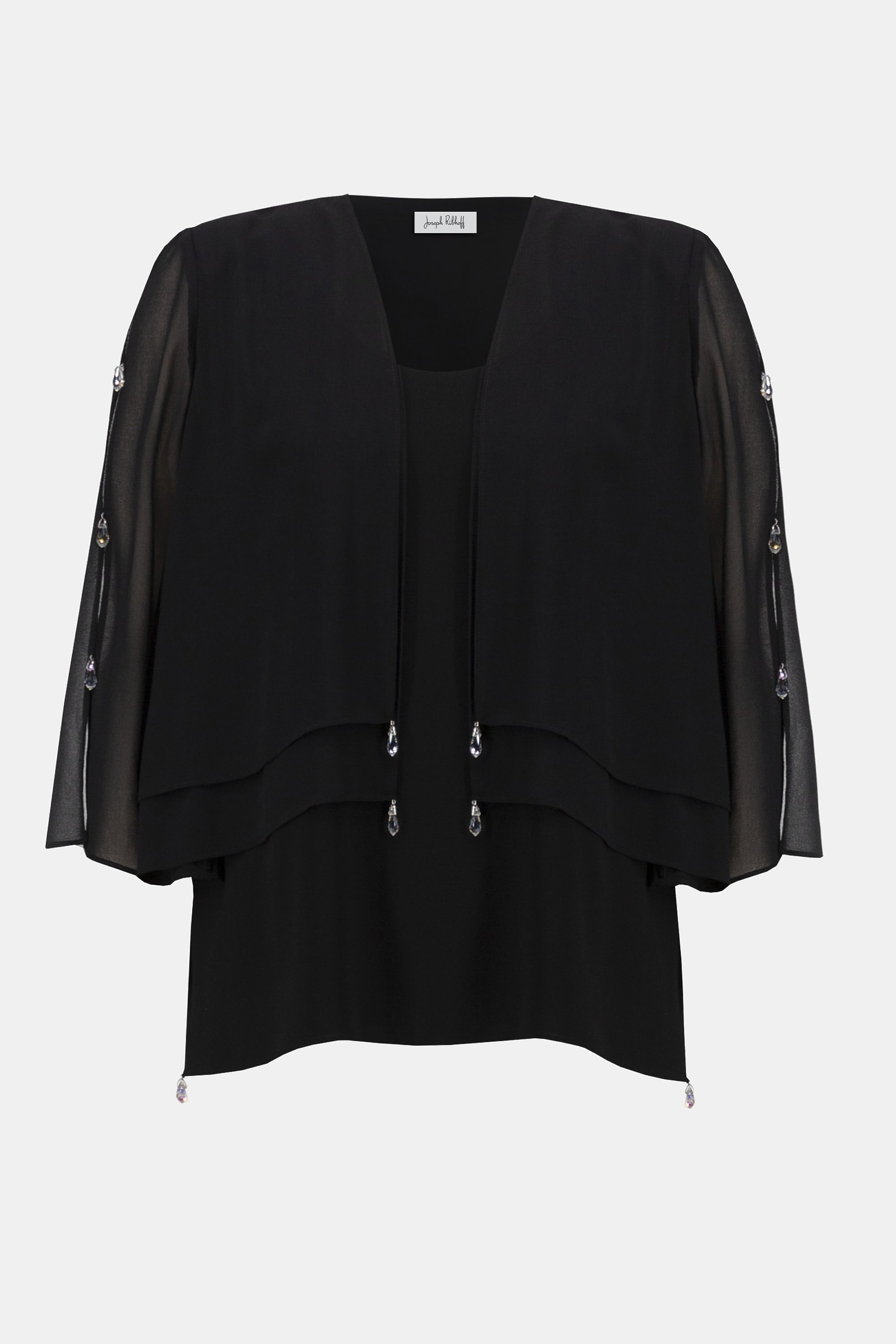 Joseph Ribkoff Signature Layered Chiffon 2 Piece Set 253755 - Black