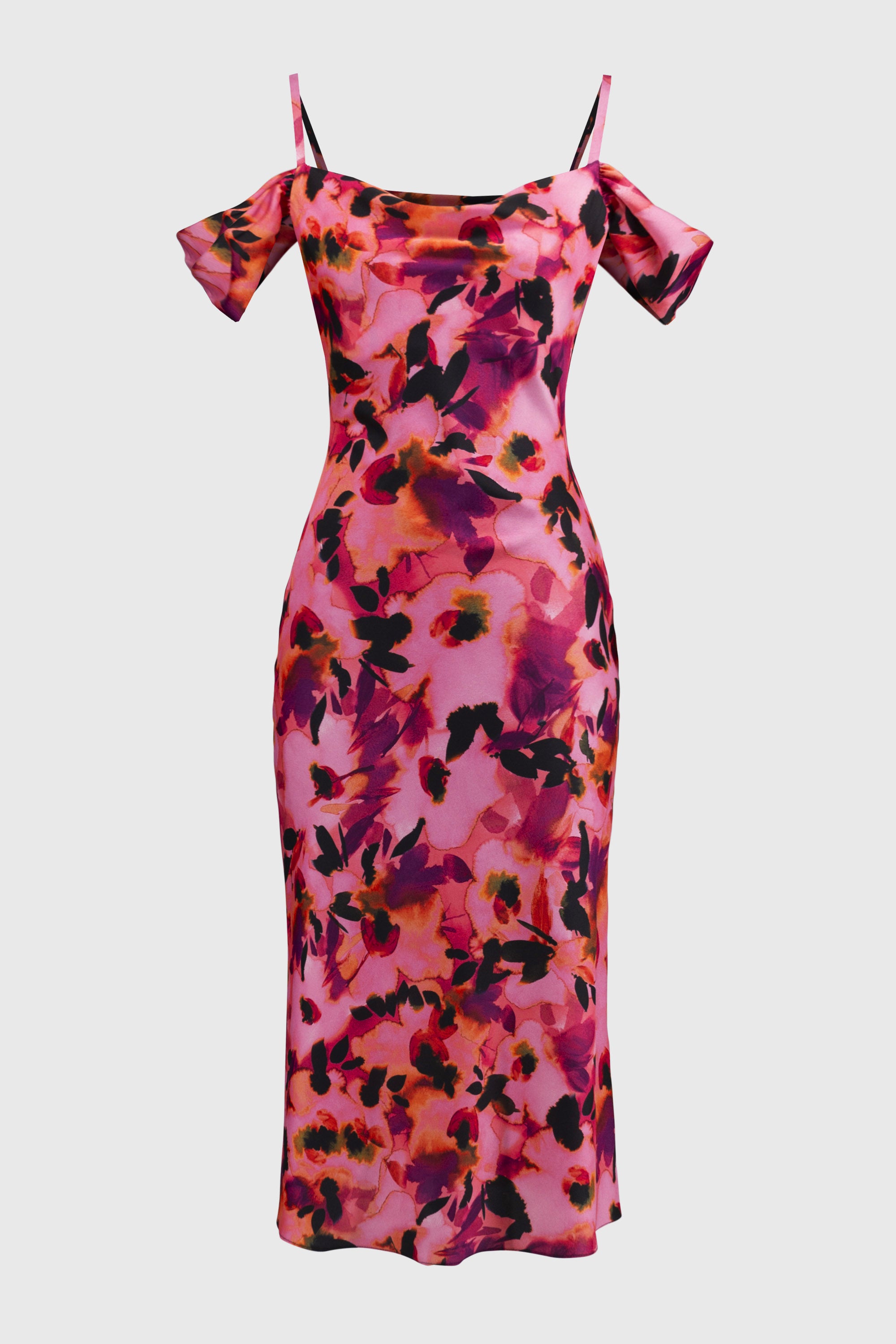 Joseph Ribkoff Satin Floral Sheath Dress 251737 - Black/ Multi