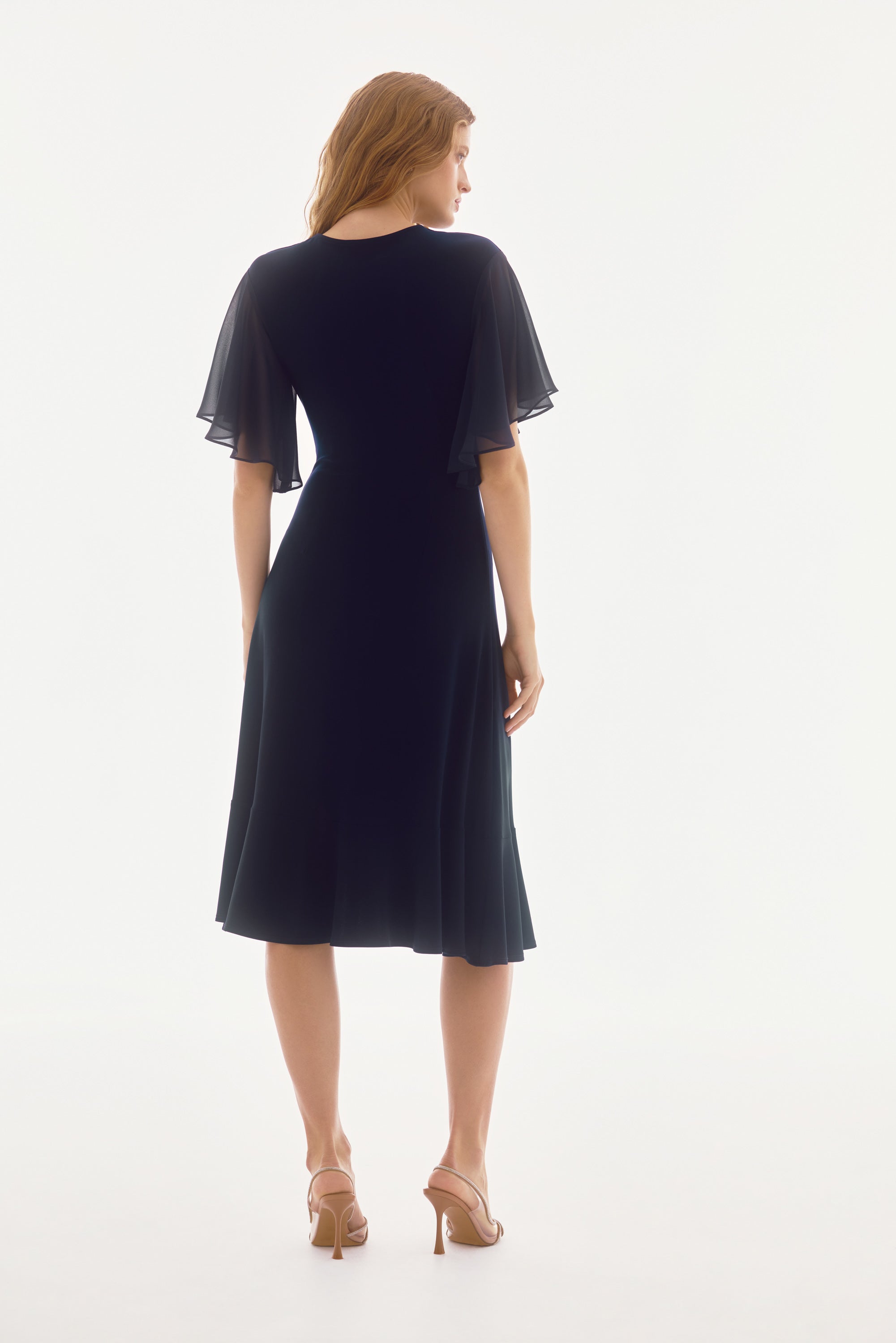 Joseph Ribkoff Signature Chiffon Flowy Wrap Dress 251706 - Midnight Blue