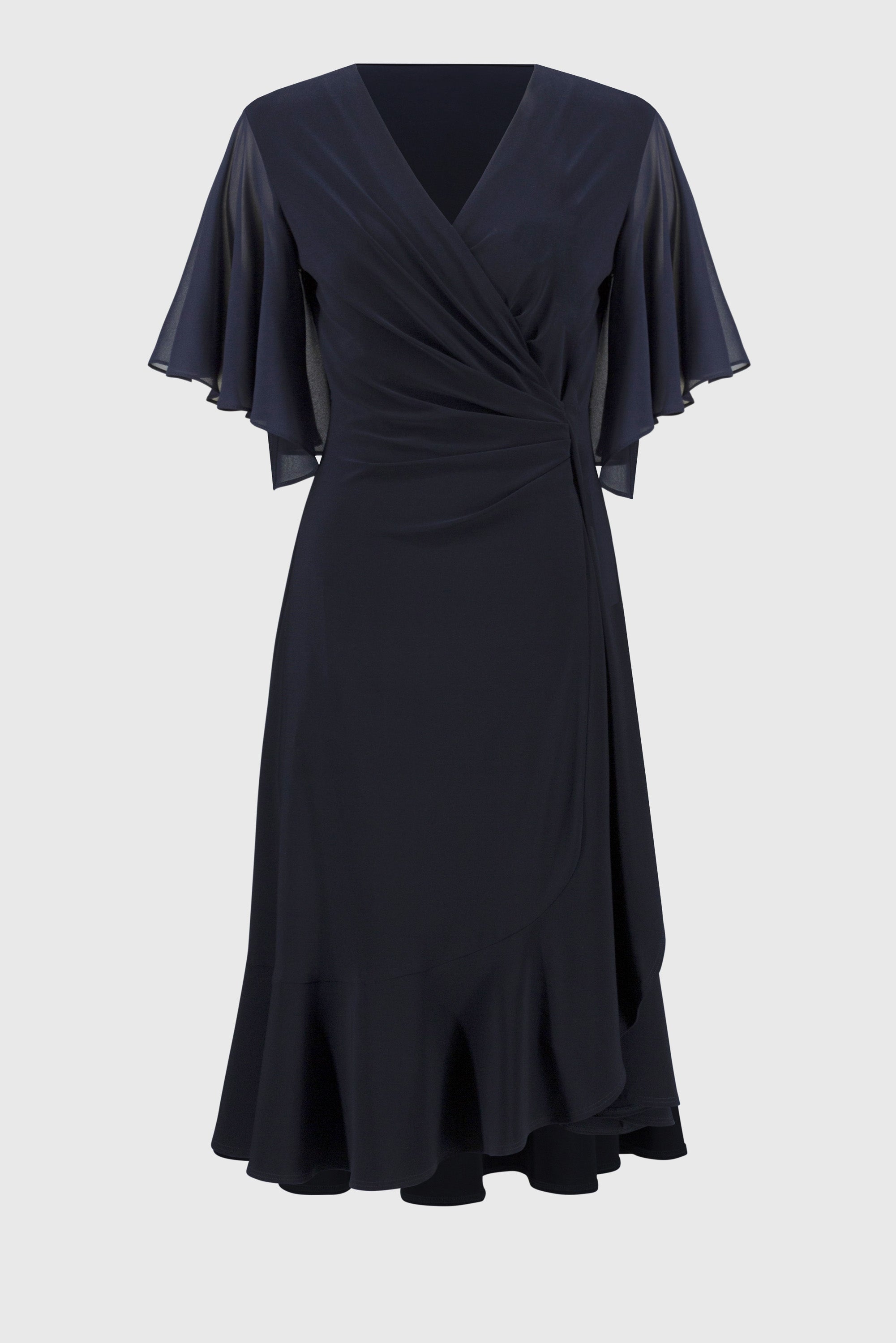 Joseph Ribkoff Signature Chiffon Flowy Wrap Dress 251706 - Midnight Blue