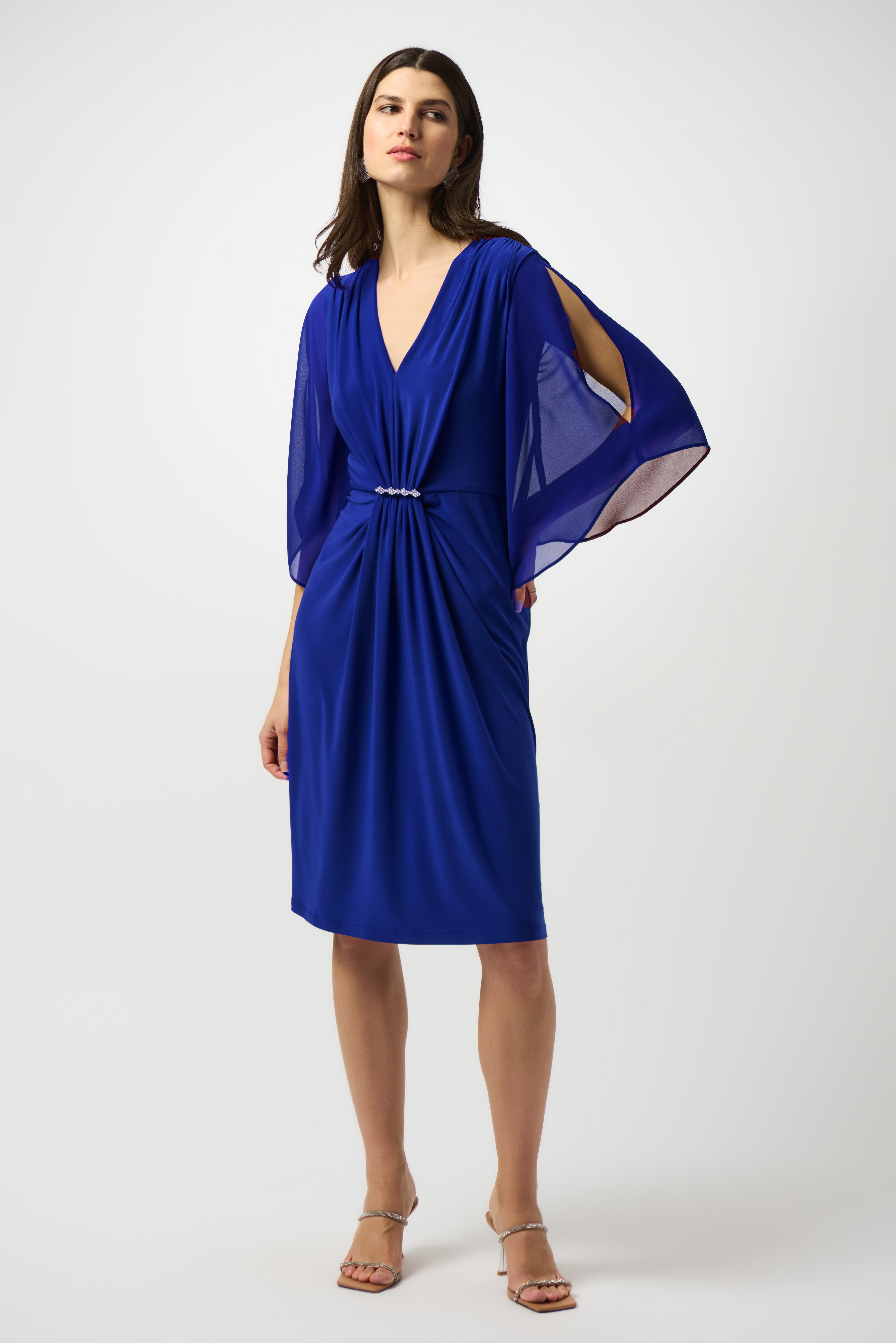 Joseph Ribkoff Chiffon Sheath Dress 253728 - Royal Sapphire