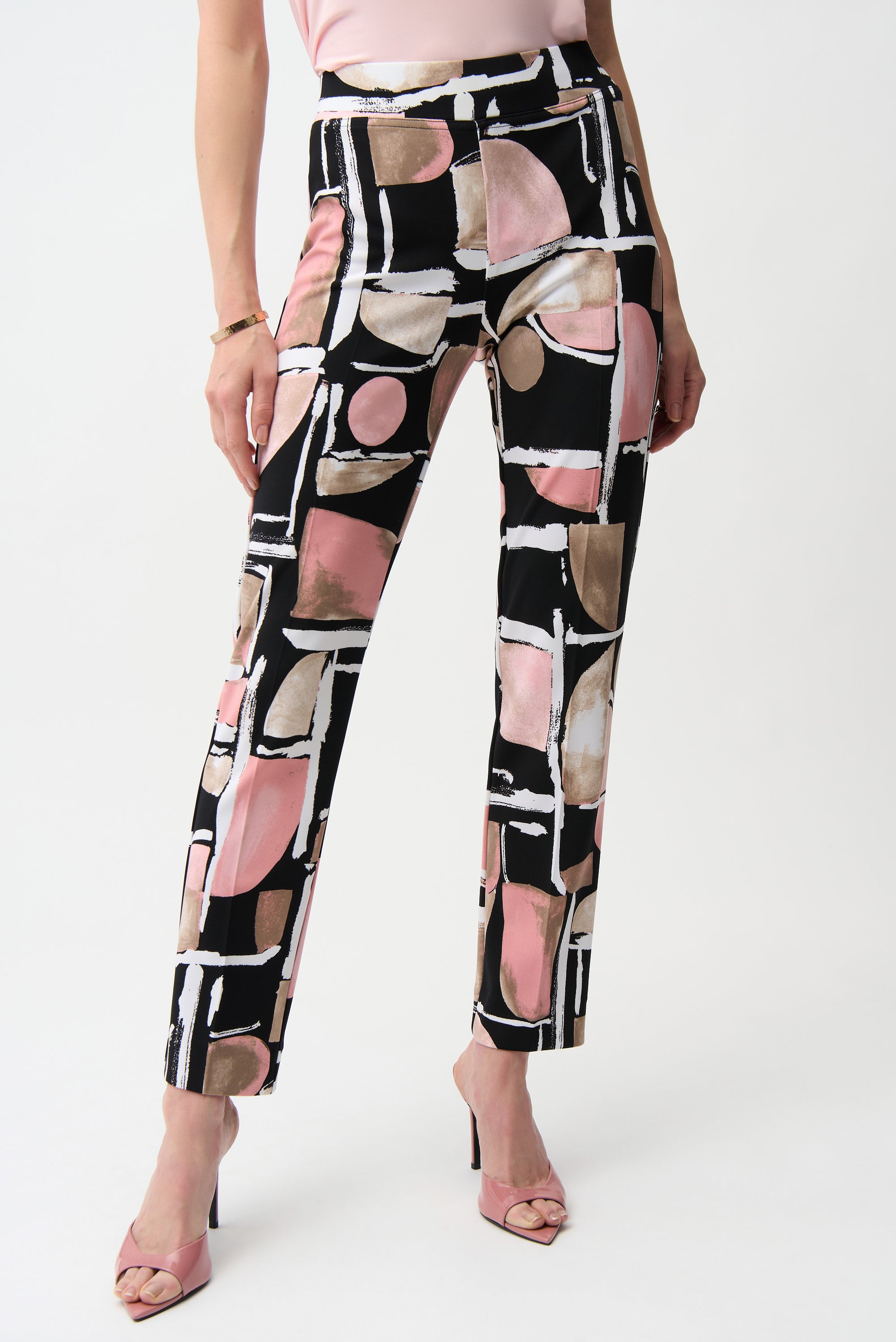 Joseph Ribkoff Abstract Print Straight Pull-On Pants 261309 - Black/ Multi