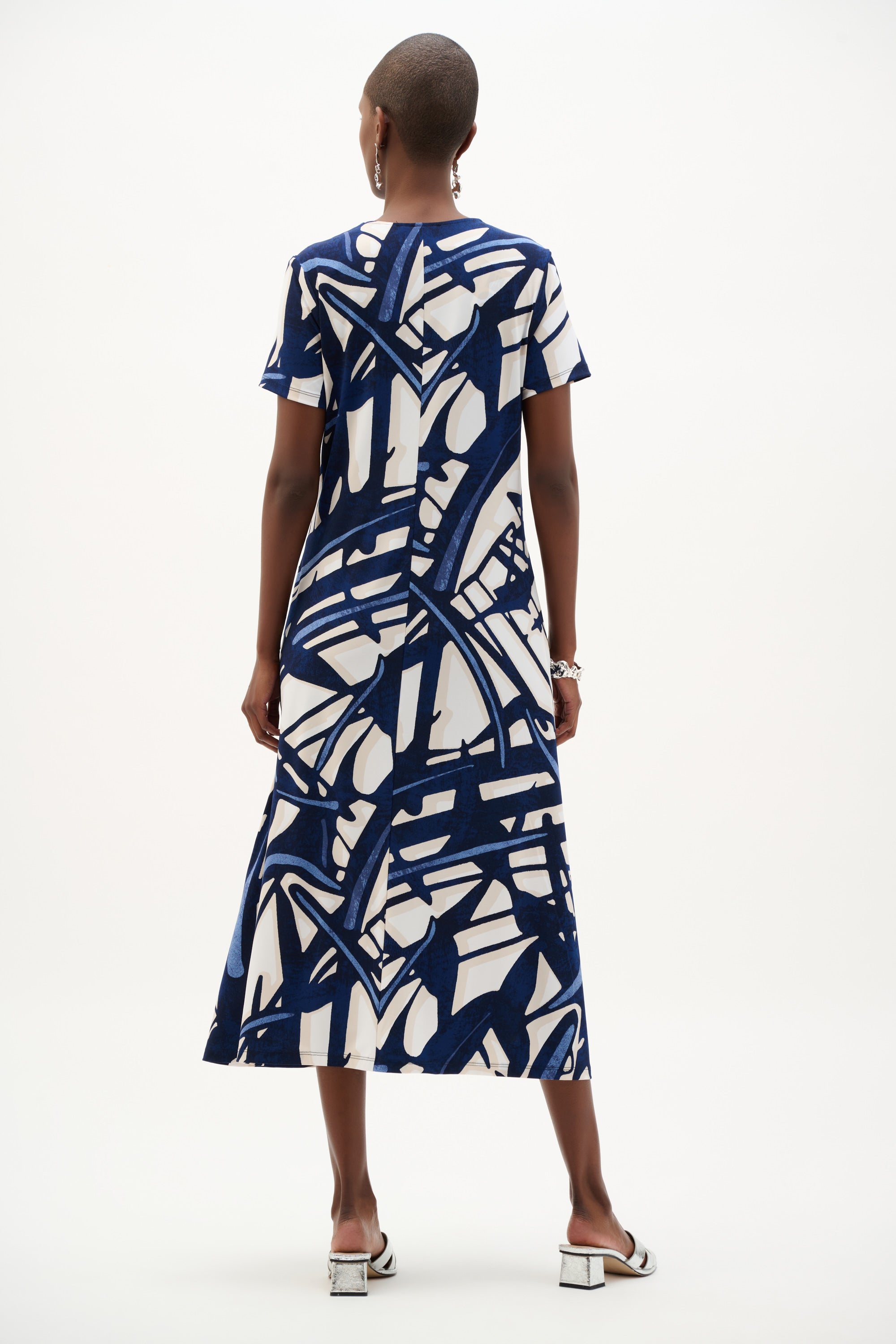 Joseph Ribkoff Abstract Print Trapeze Dress 262245 - Vanilla/ Multi