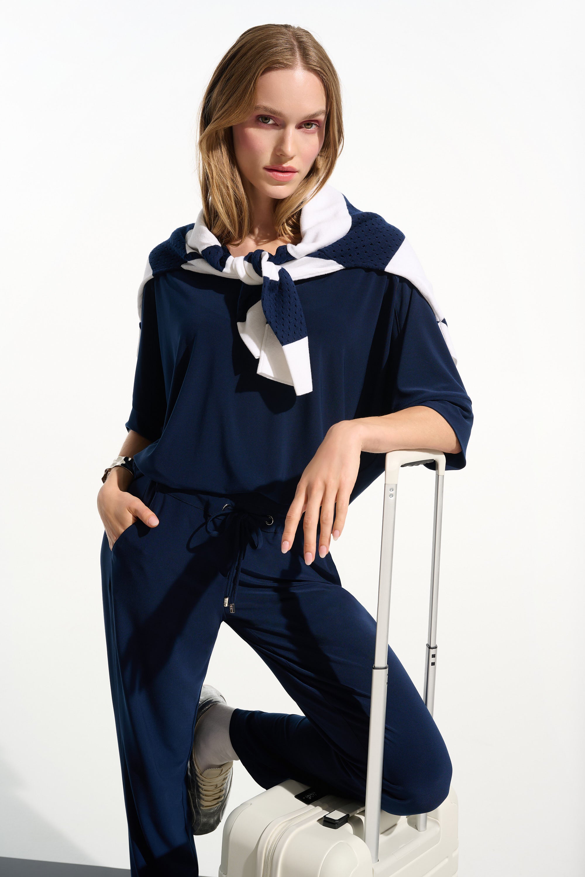 Joseph Ribkoff V-Neck Boxy Top 261641 - Indigo