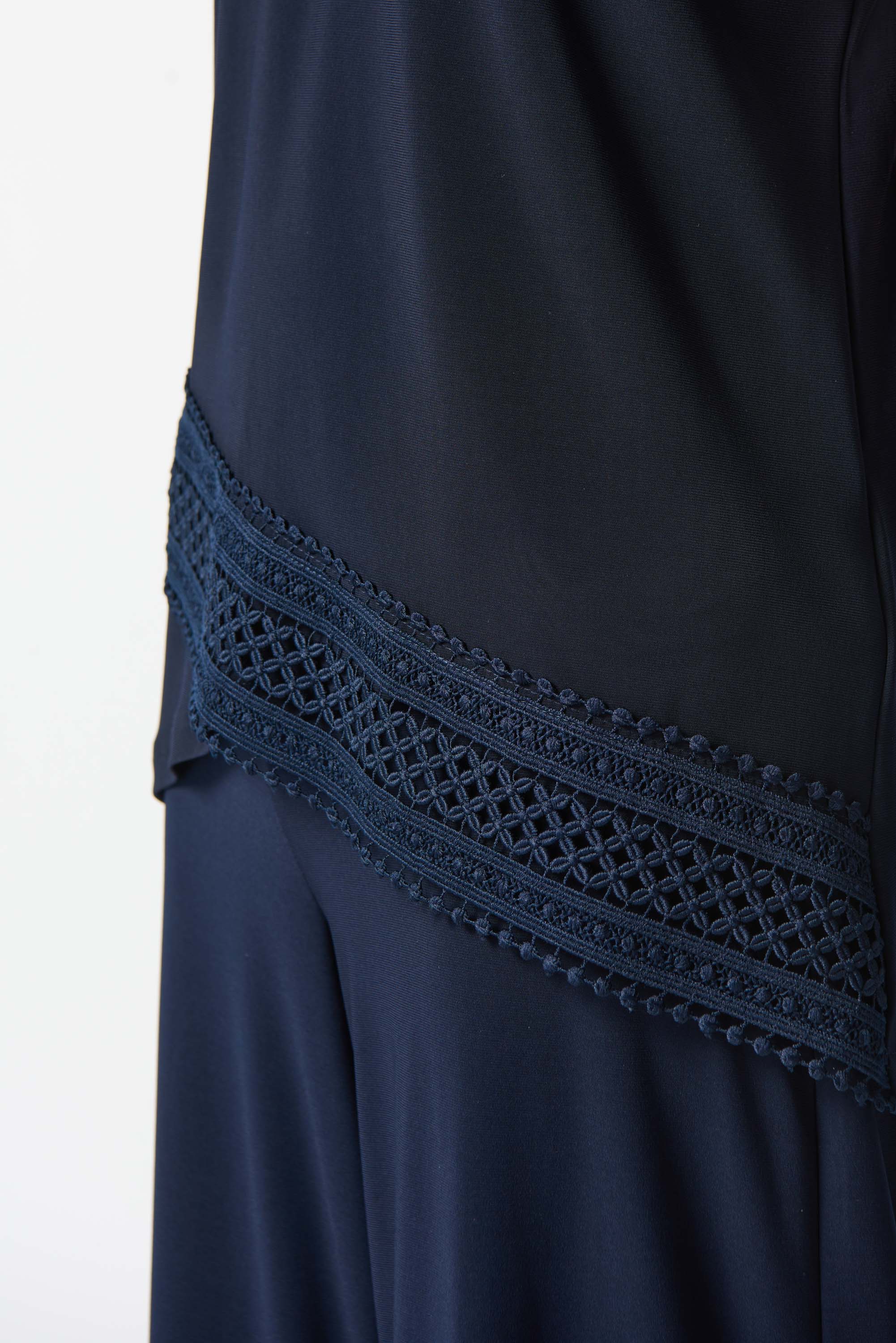 Joseph Ribkoff Crochet Detail High Low Top 242132 - Midnight Blue