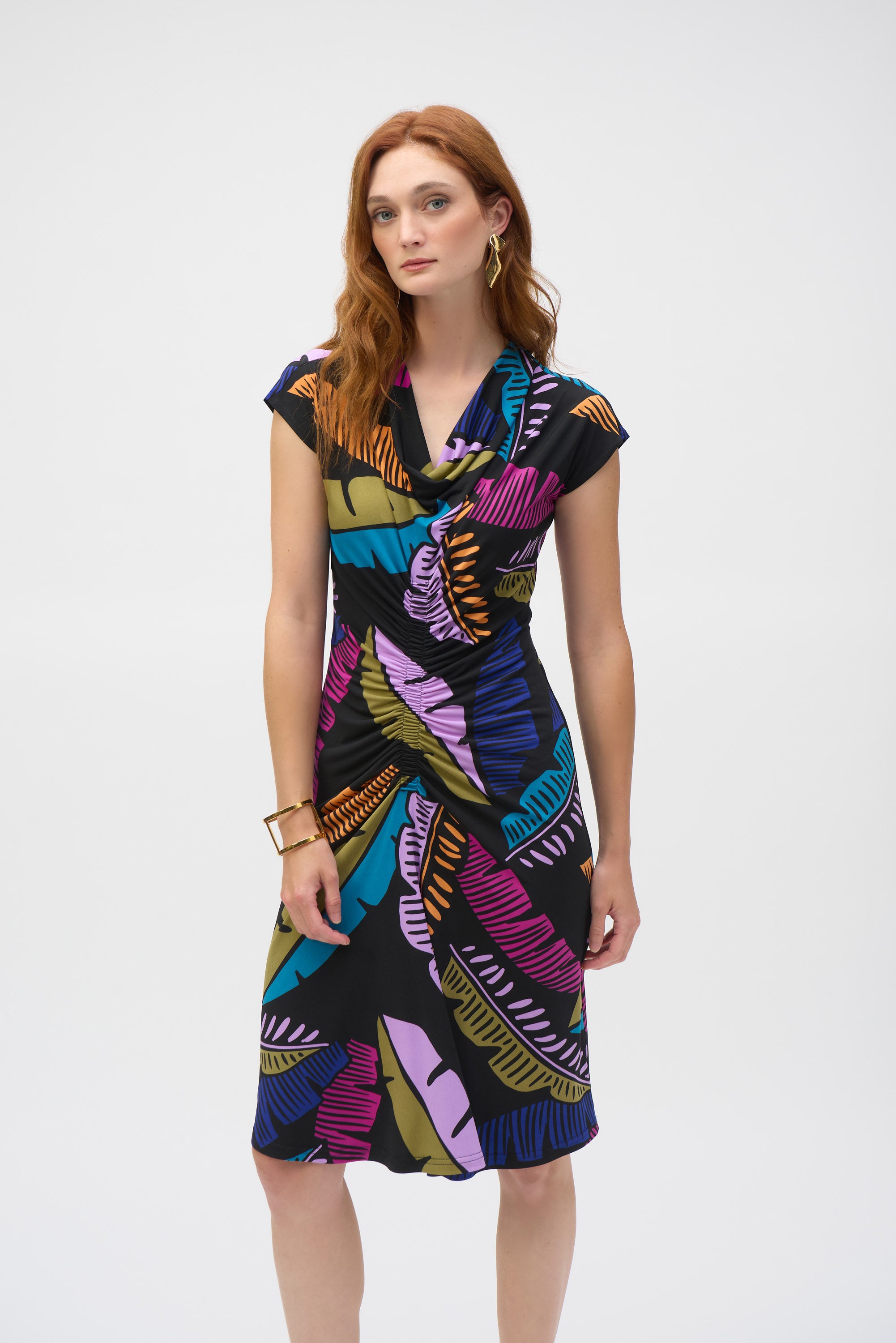 Joseph Ribkoff Tropical Print Sheath Dress 252096 - Black/ Multi