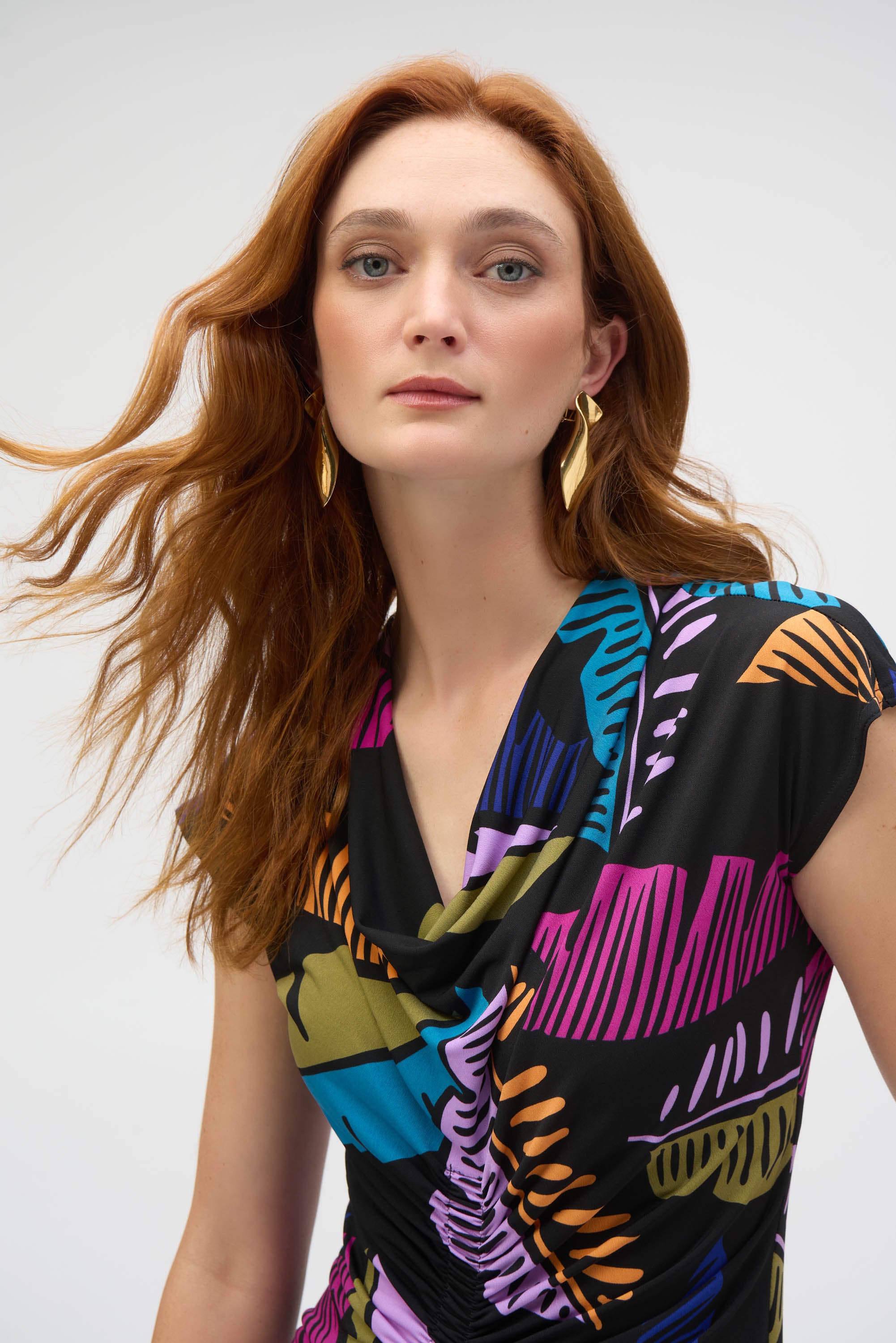 Joseph Ribkoff Tropical Print Sheath Dress 252096 - Black/ Multi