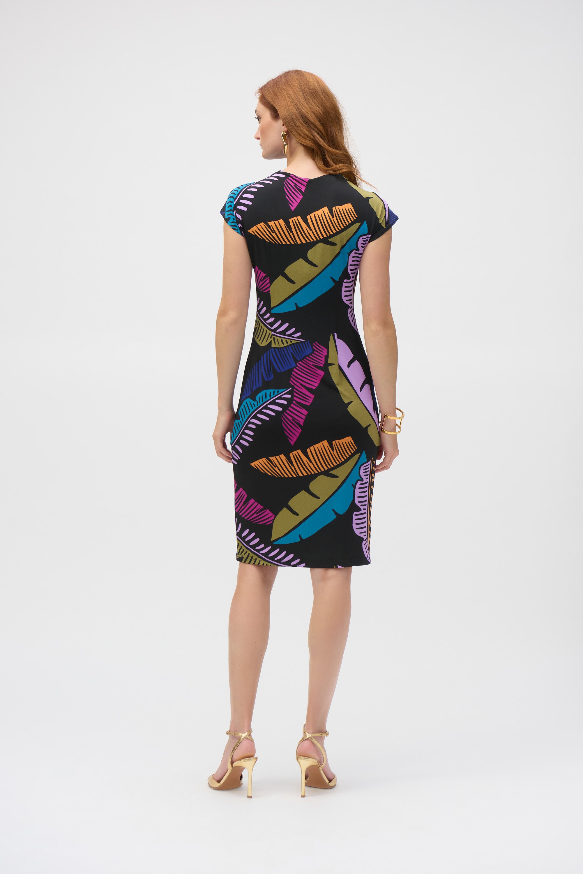 Joseph Ribkoff Tropical Print Sheath Dress 252096 - Black/ Multi