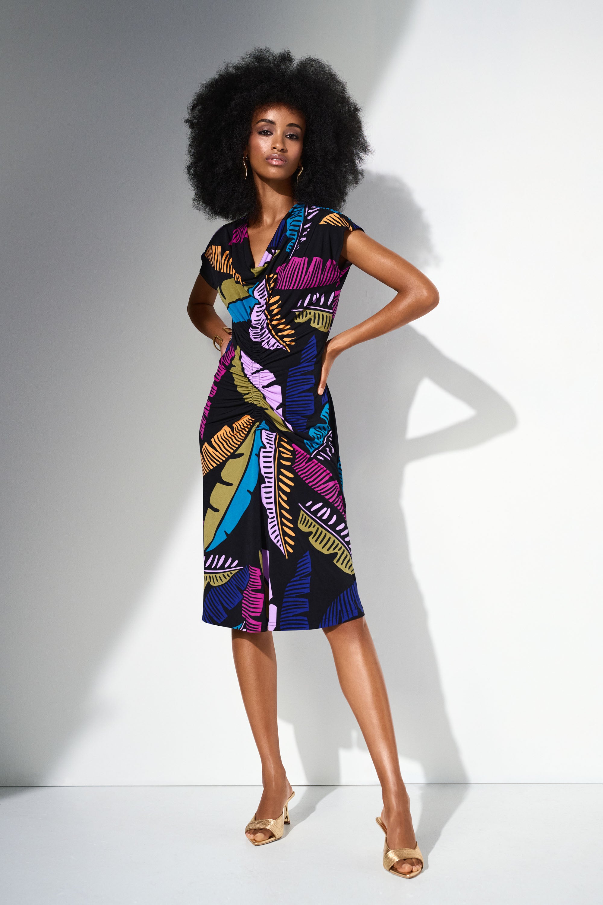 Joseph Ribkoff Tropical Print Sheath Dress 252096 - Black/ Multi