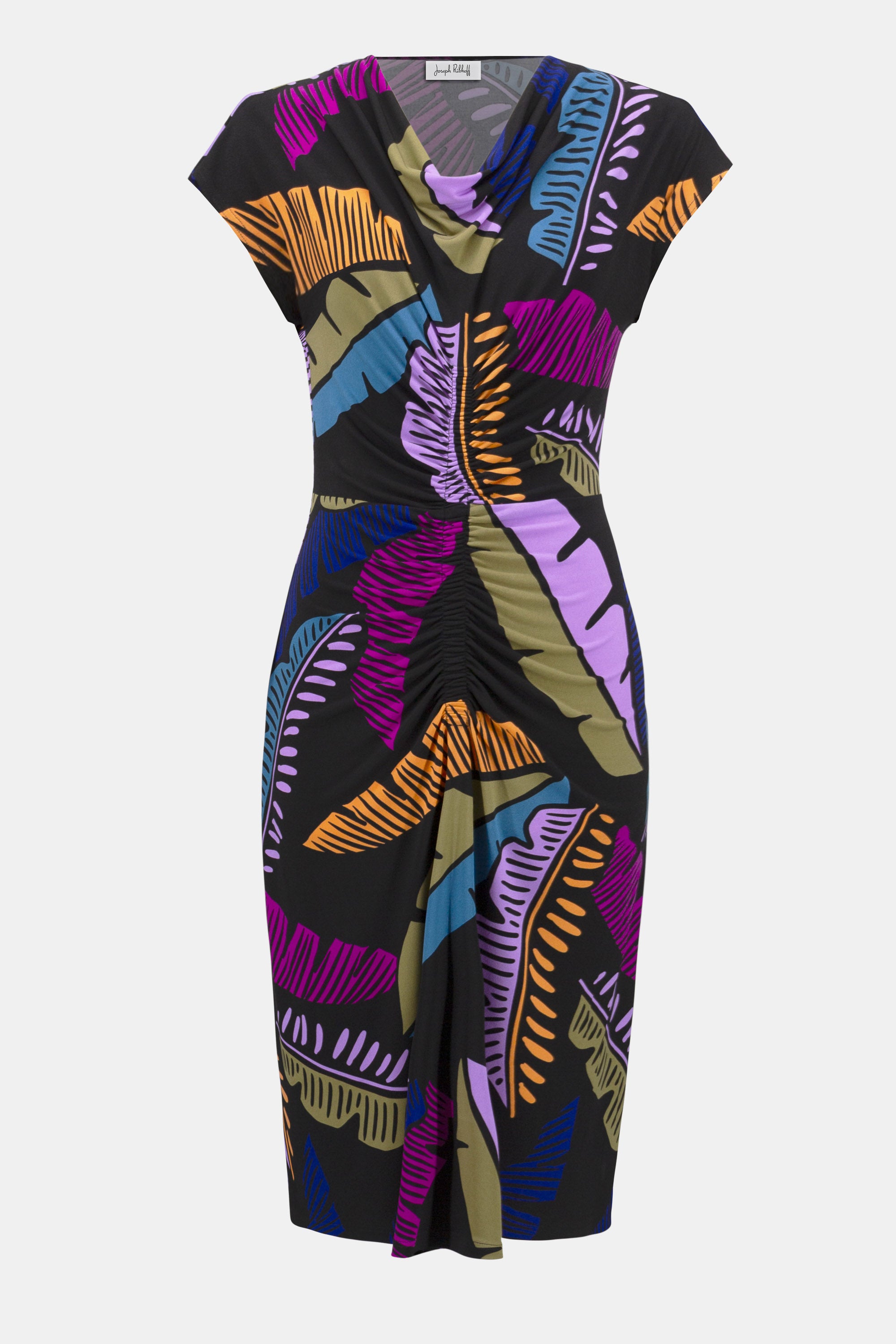Joseph Ribkoff Tropical Print Sheath Dress 252096 - Black/ Multi