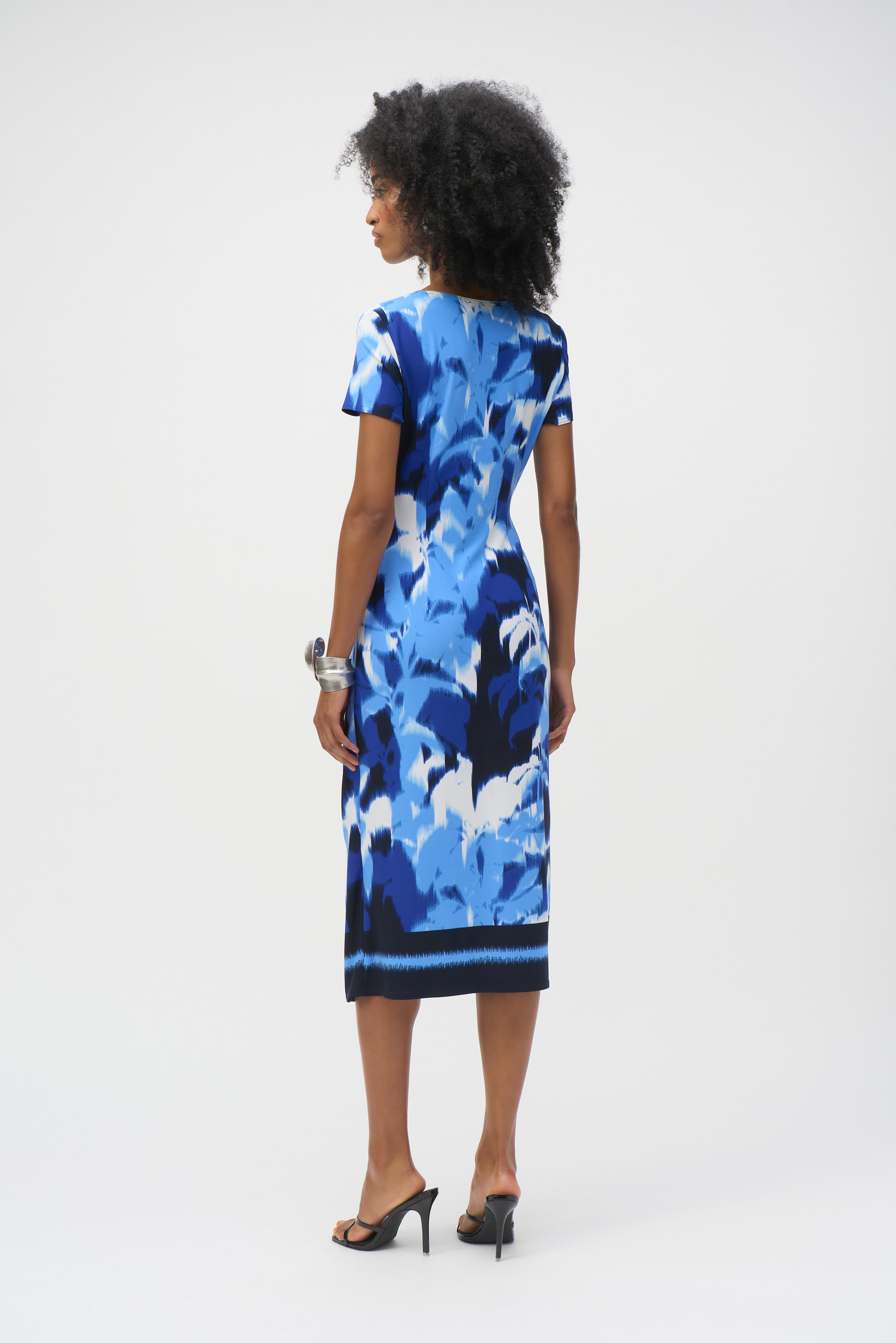Joseph Ribkoff Tropical Print Sheath Dress 252179 - Blue/ Vanilla