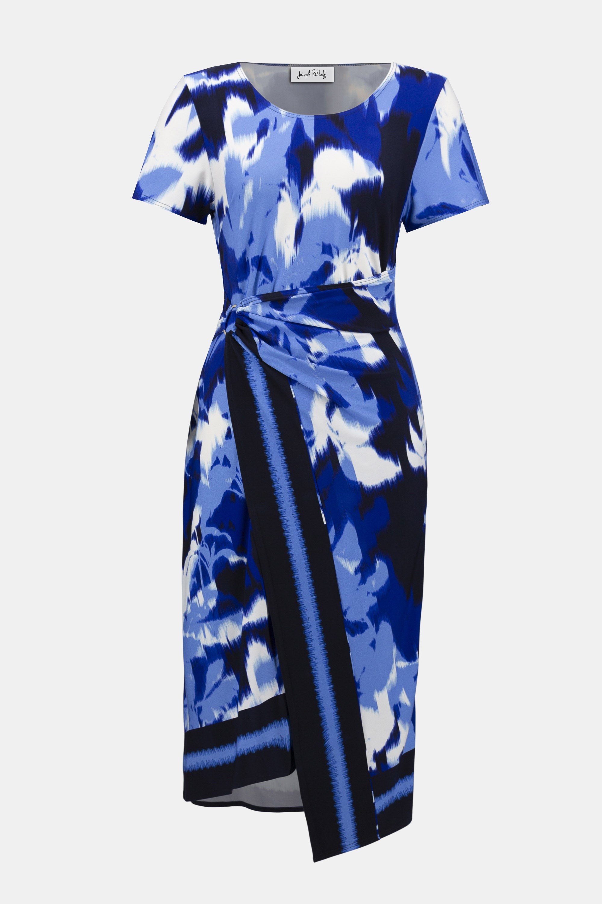 Joseph Ribkoff Tropical Print Sheath Dress 252179 - Blue/ Vanilla