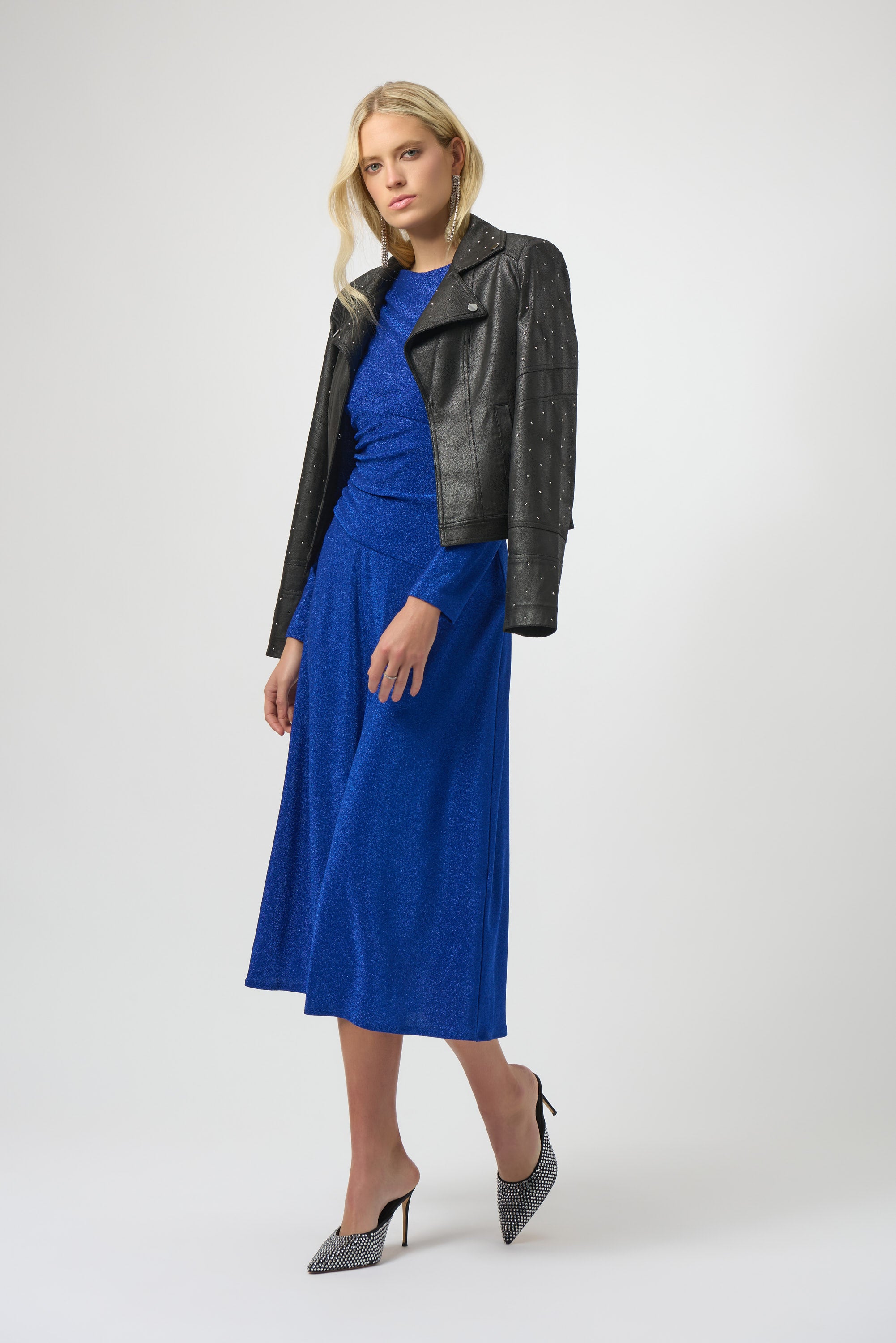 Joseph Ribkoff Sparkle Knit Fit & Flare Dress 254082 - Royal Sapphire
