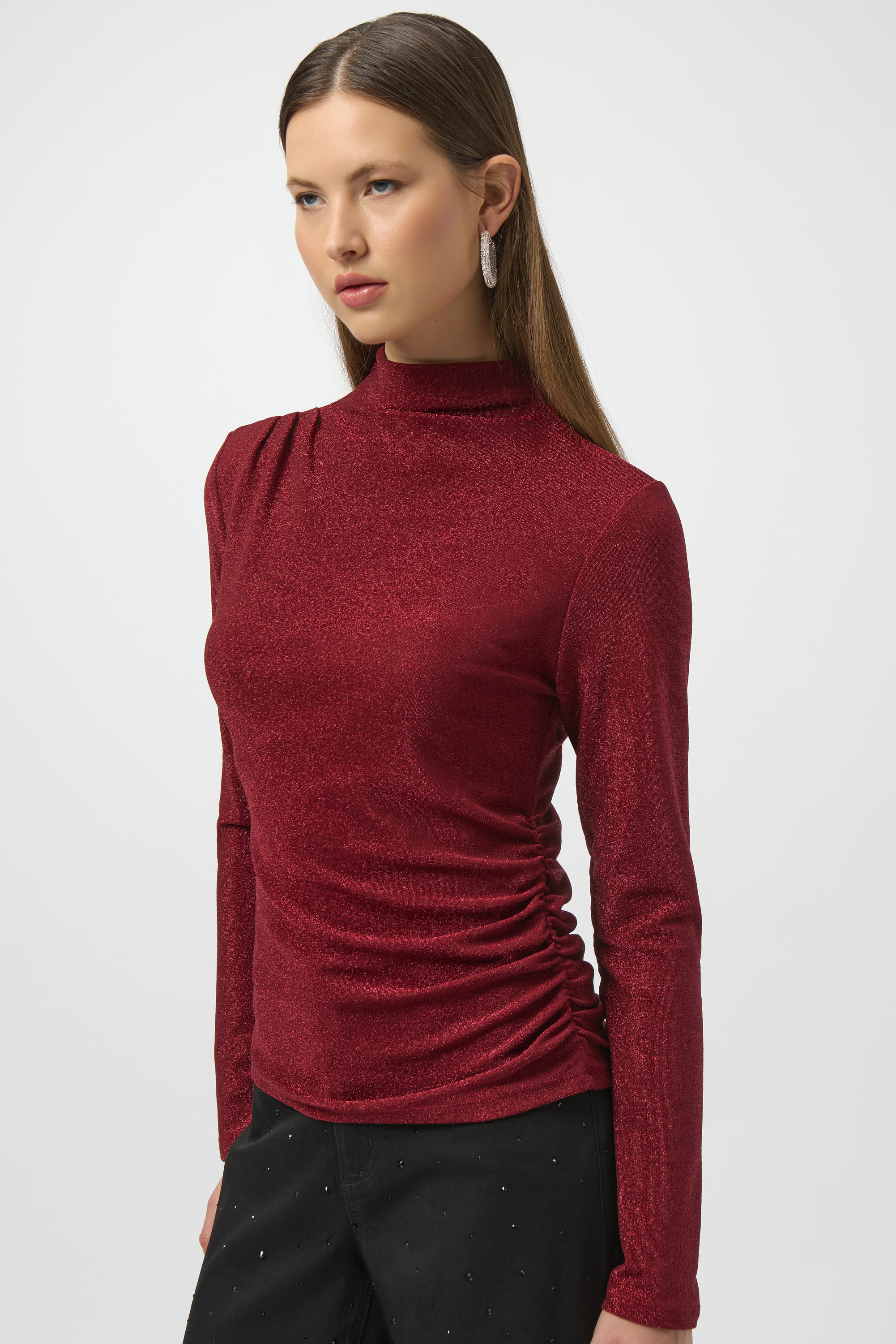 Joseph Ribkoff Sparkle Knit Fit Top 254162 - Deep Cherry