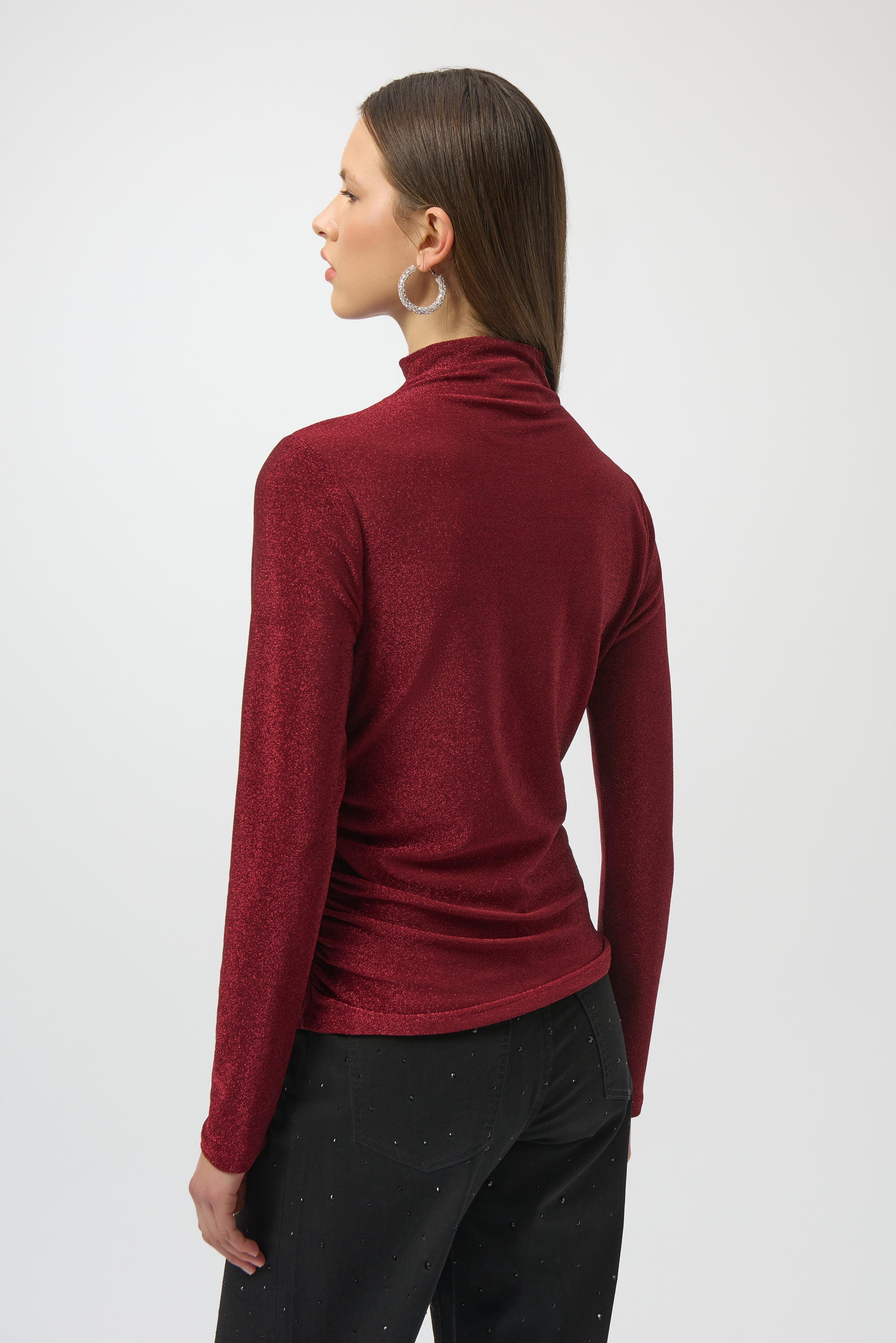 Joseph Ribkoff Sparkle Knit Fit Top 254162 - Deep Cherry