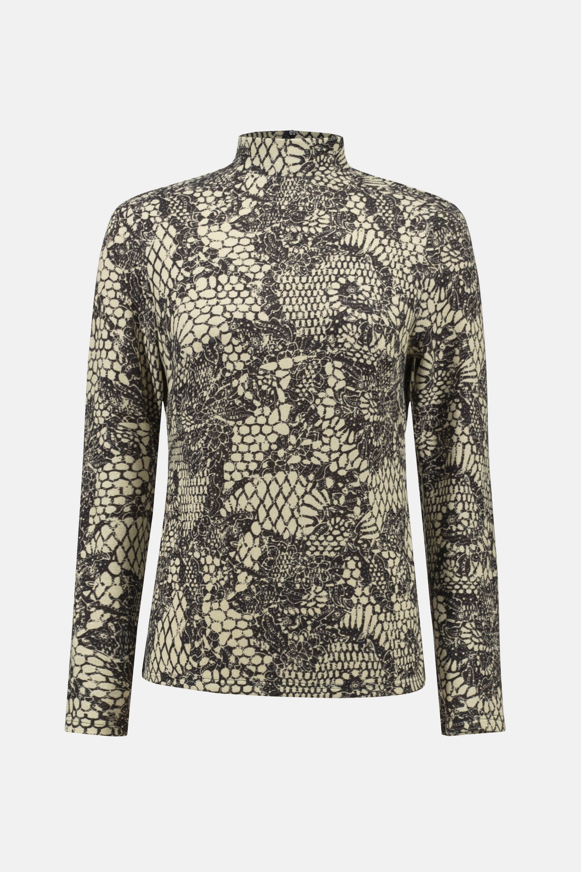 Joseph Ribkoff Lace Print Fitted Top 254028 - Winter White/ Black