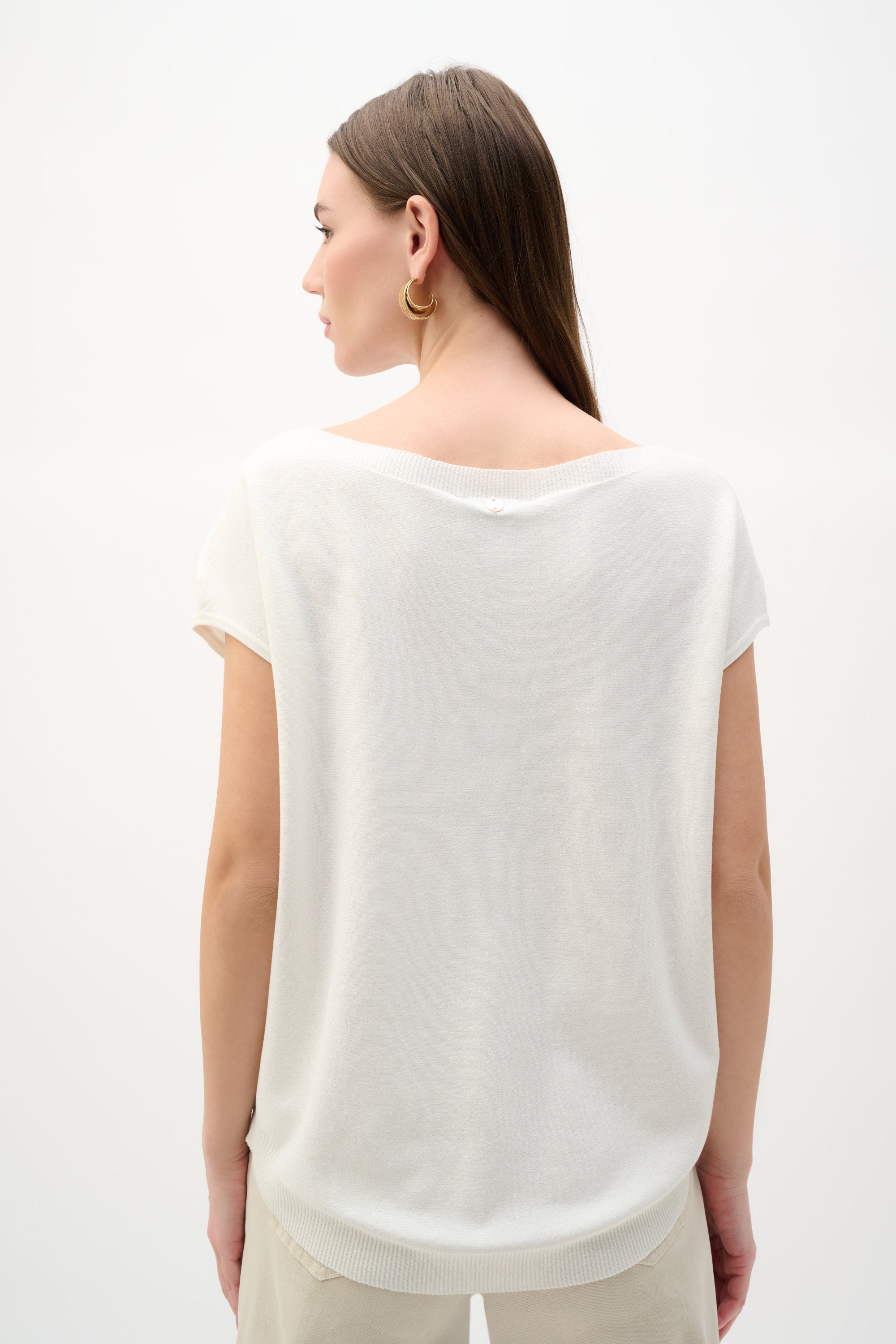 Joseph Ribkoff Sweater Knit Top With Embroided Flowers 262942 - Vanilla