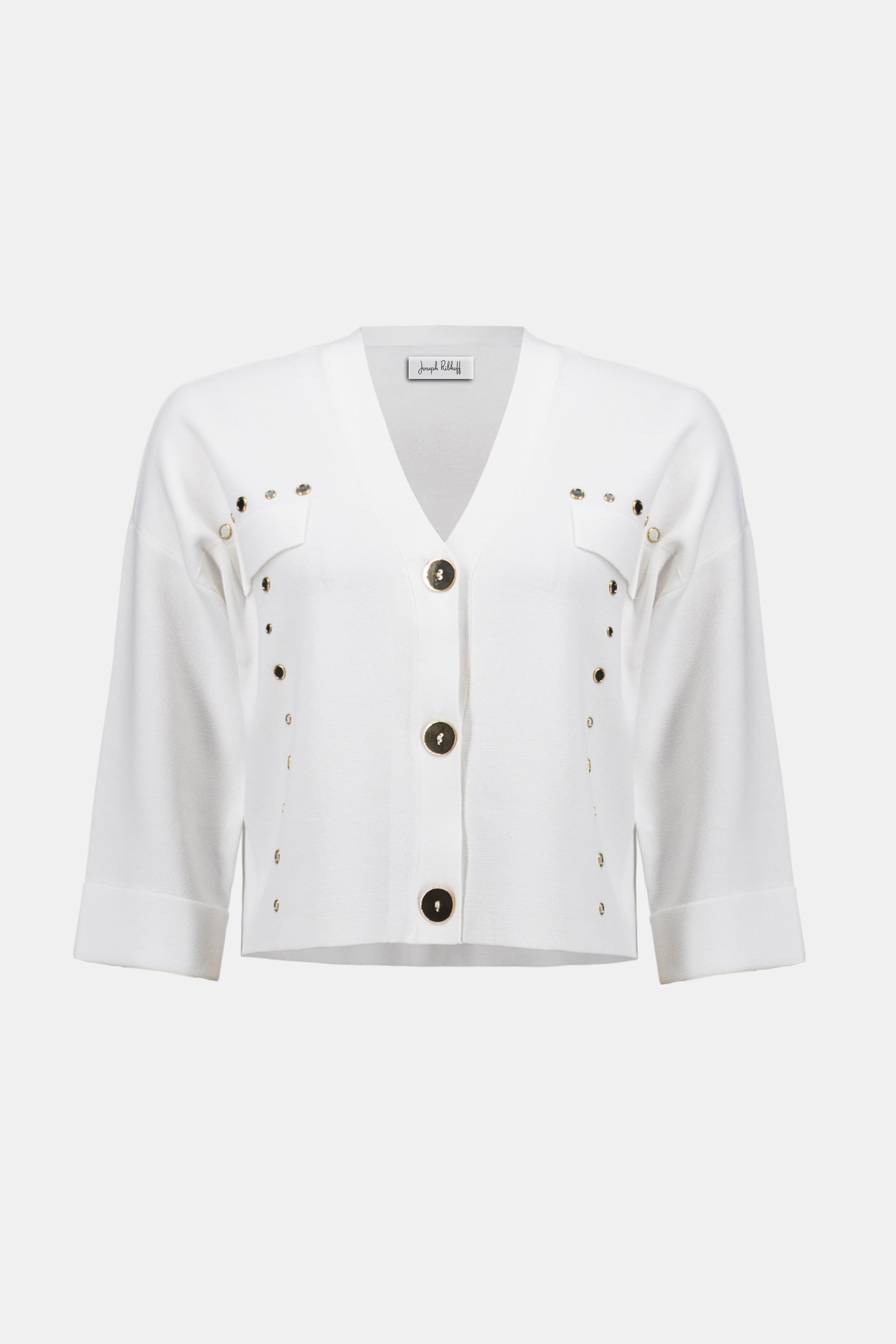 Joseph Ribkoff Gold Button Detail Cardigan 261918 - Vanilla