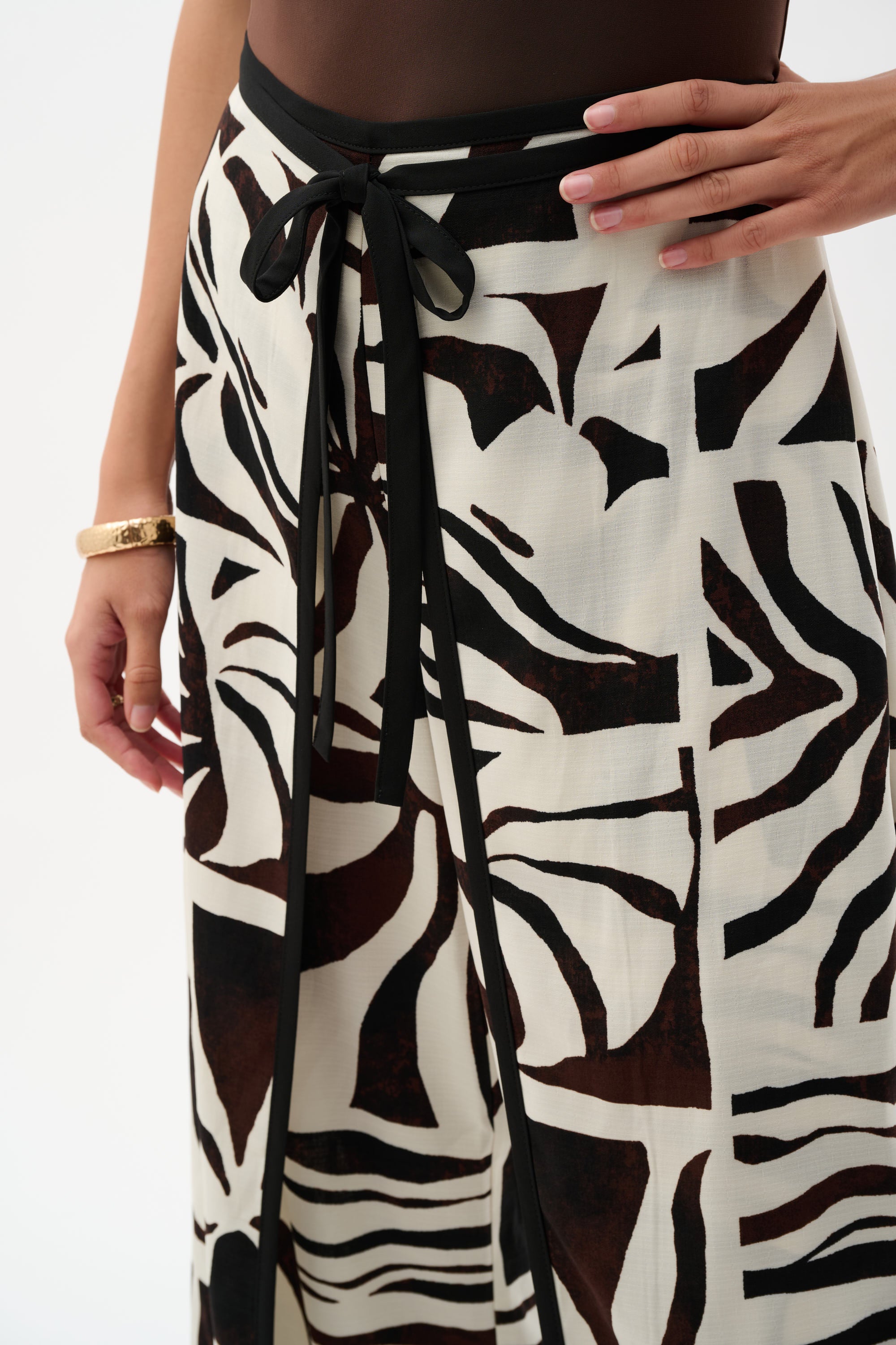 Joseph Ribkoff Tropical Print Wide Leg Pants 262056 - Beige/ Multi