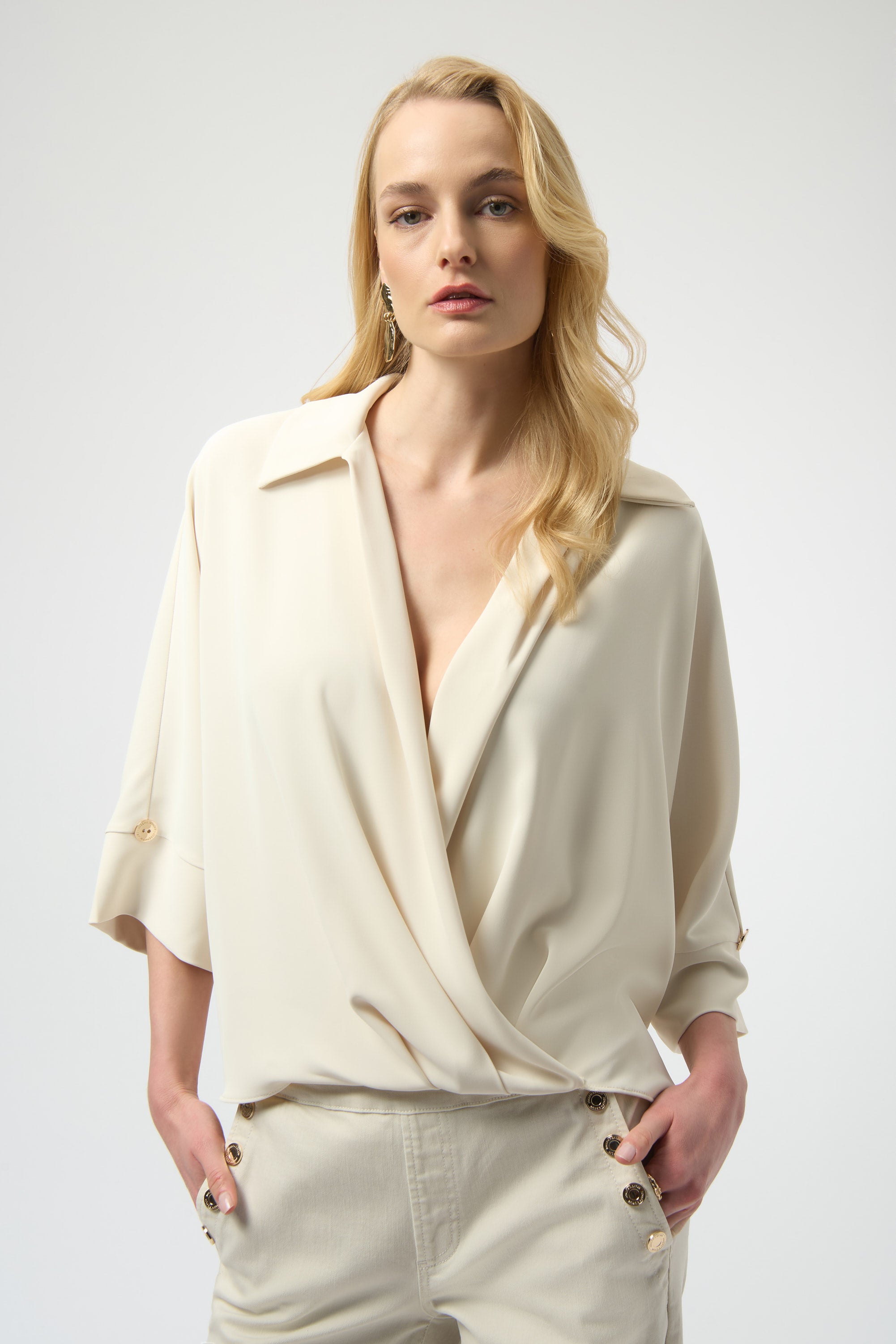 Joseph Ribkoff Boxy Wrap Top 254031 - Champagne