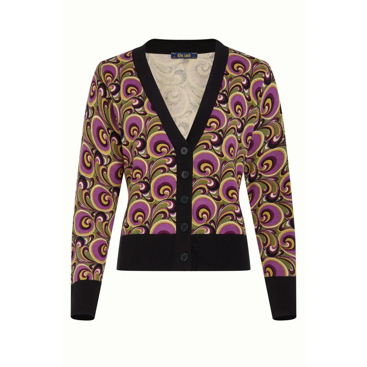 King Louie Deep V Cardigan Patchouli - Olive Green