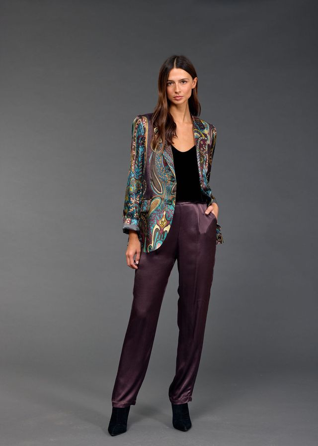 Lauren Vidal Relaxed Satin Pants - Raisin