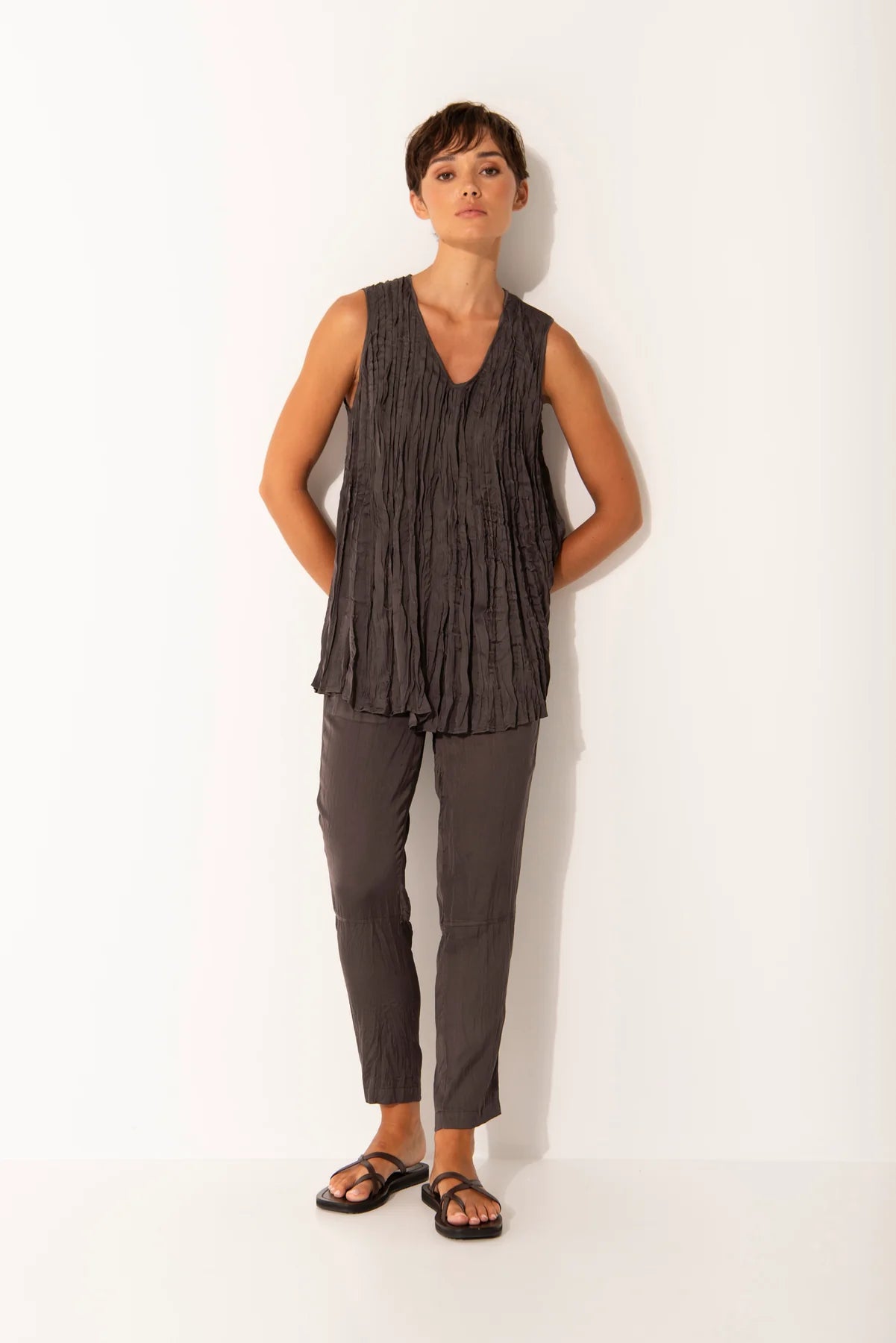 Lounge The Label Amalfi Straight Leg Pants - Mocha