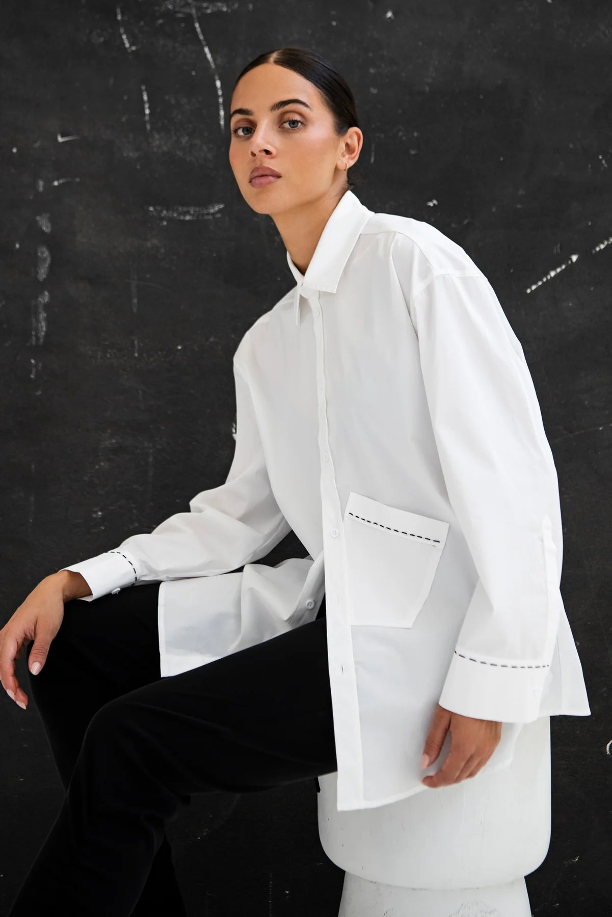 Lounge The Label Whistler Stitch Detail Shirt - White