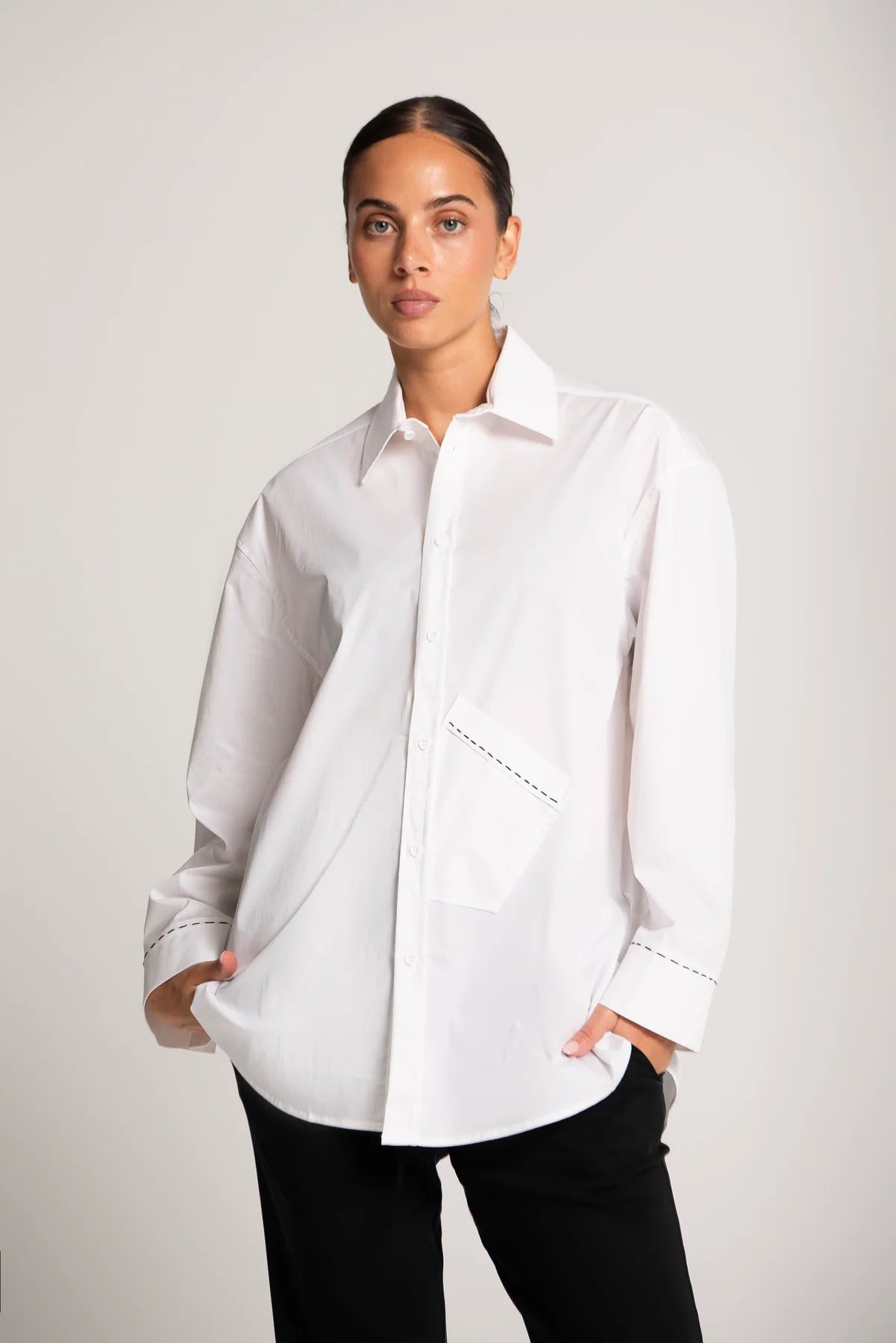 Lounge The Label Whistler Stitch Detail Shirt - White