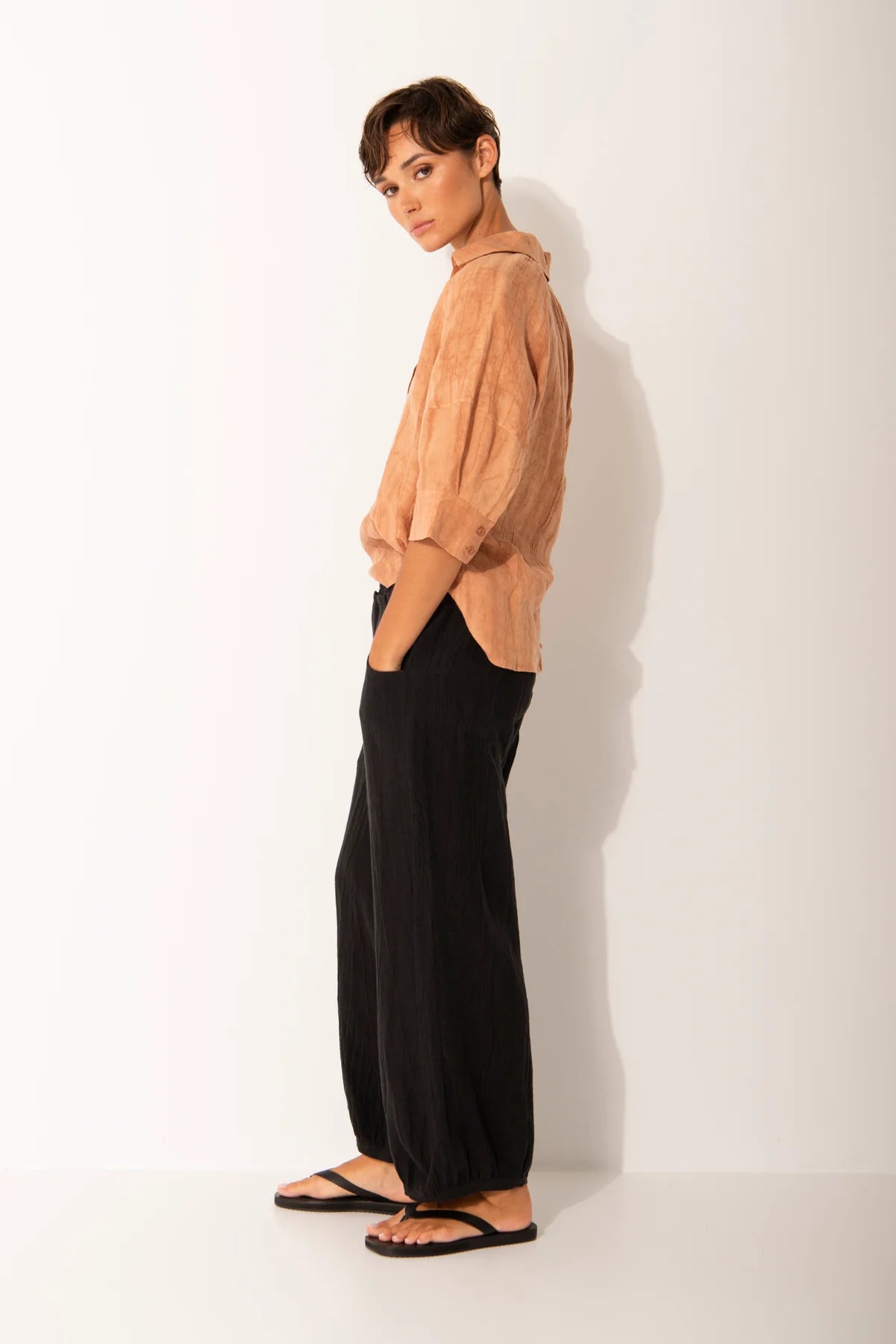Lounge The Label Vis Collared Bubble Sleeve Top - 2 Colours