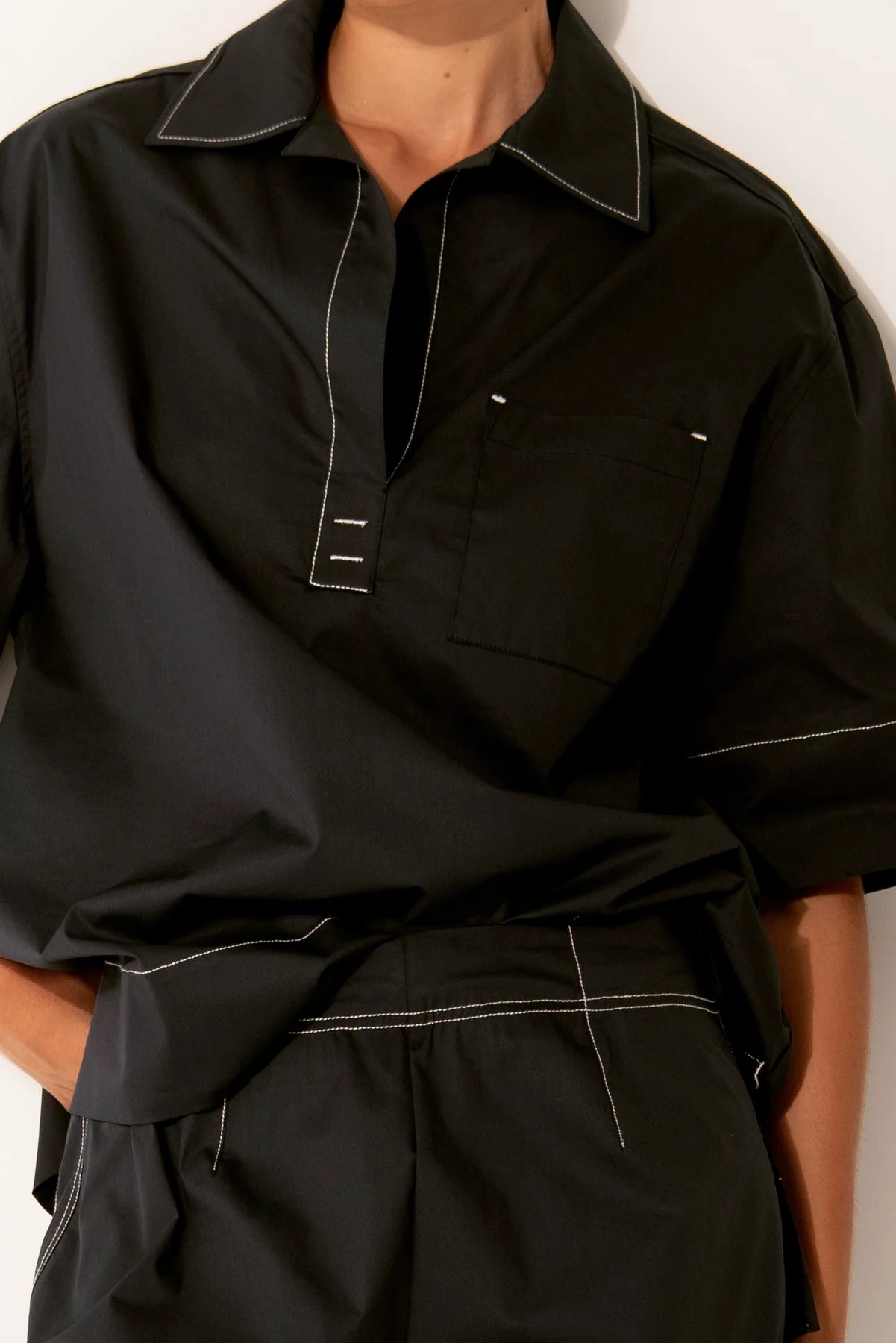 Lounge The Label Paros Tunic Shirt - Black/ White