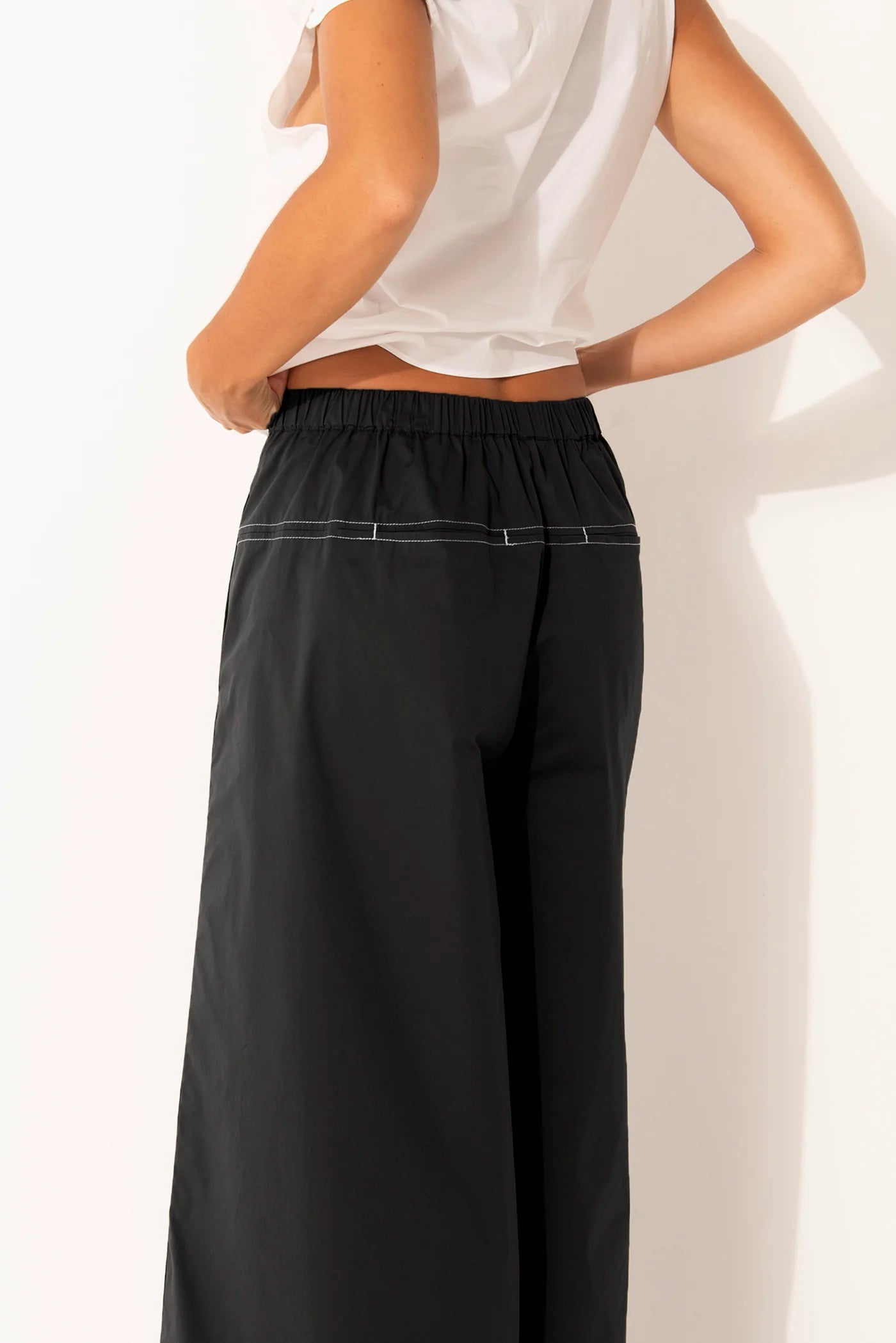 Lounge The Label Montenegro Wide Leg Cropped Pants - Black/ White