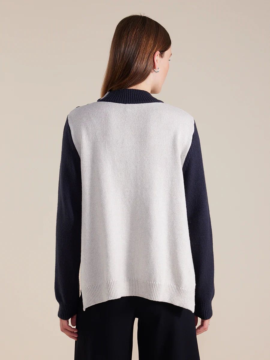 Marco Polo Button Up Shoulder Sweater - French Blue
