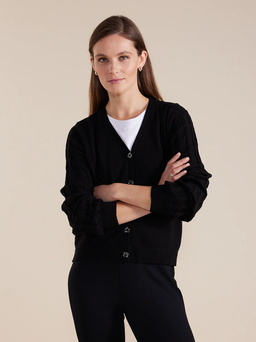 Marco Polo Cable Sleeve Cardigan - Black