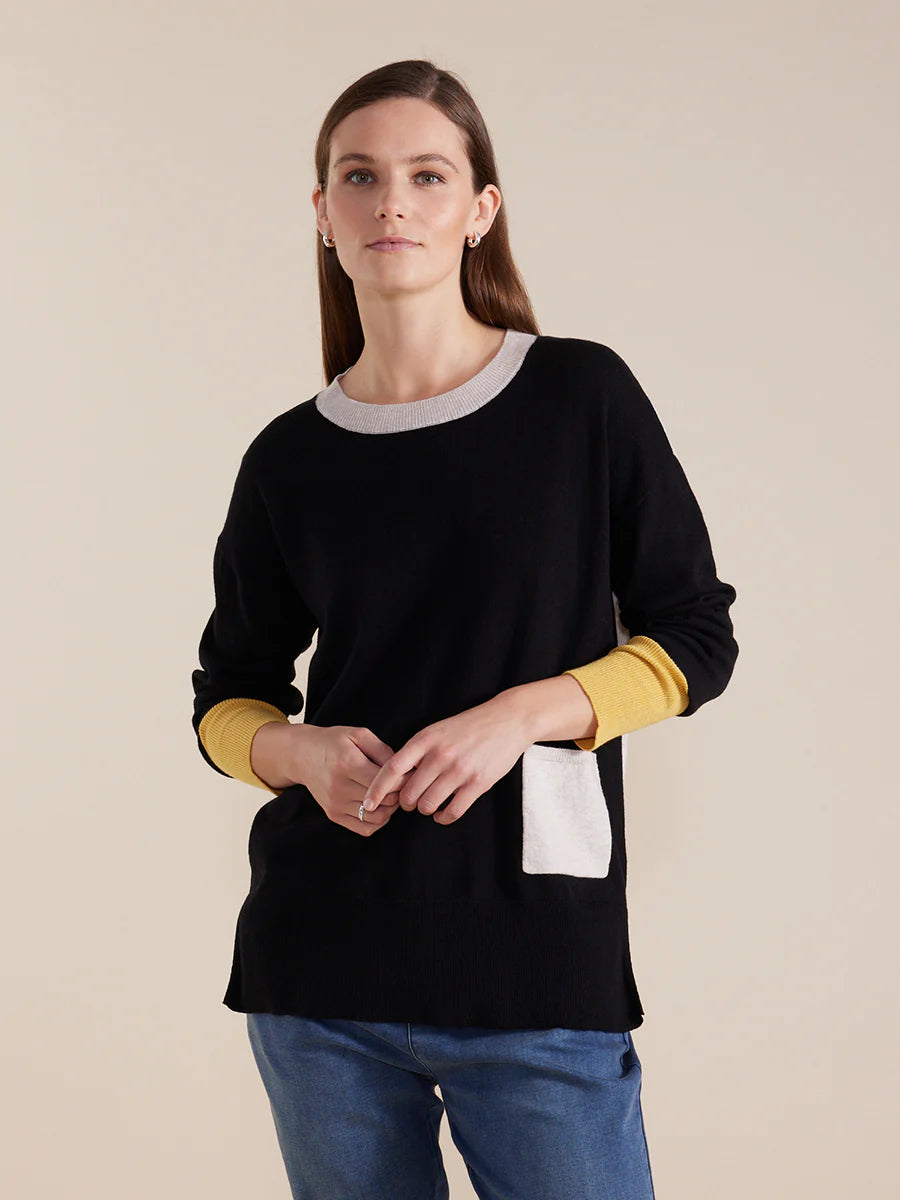 Marco Polo Colour Block Sweater - Black