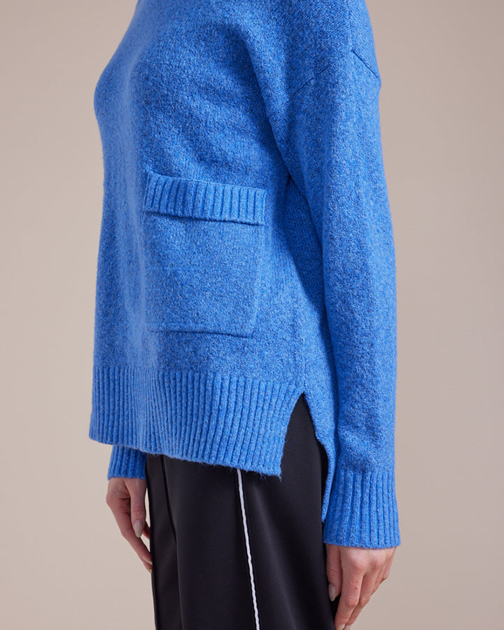 Marco Polo Longline Roll Neck Sweater - Blue Quartz