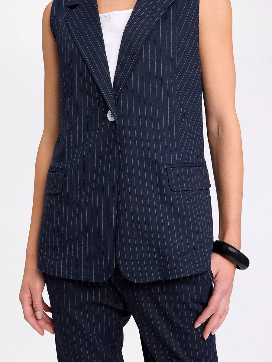 Marco Polo Pinstripe Vest - Navy