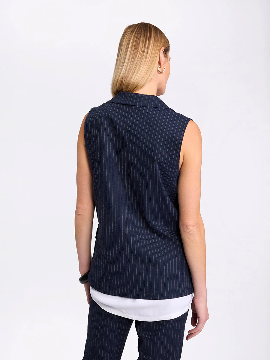 Marco Polo Pinstripe Vest - Navy