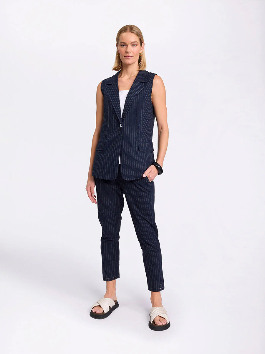 Marco Polo Pinstripe Vest - Navy