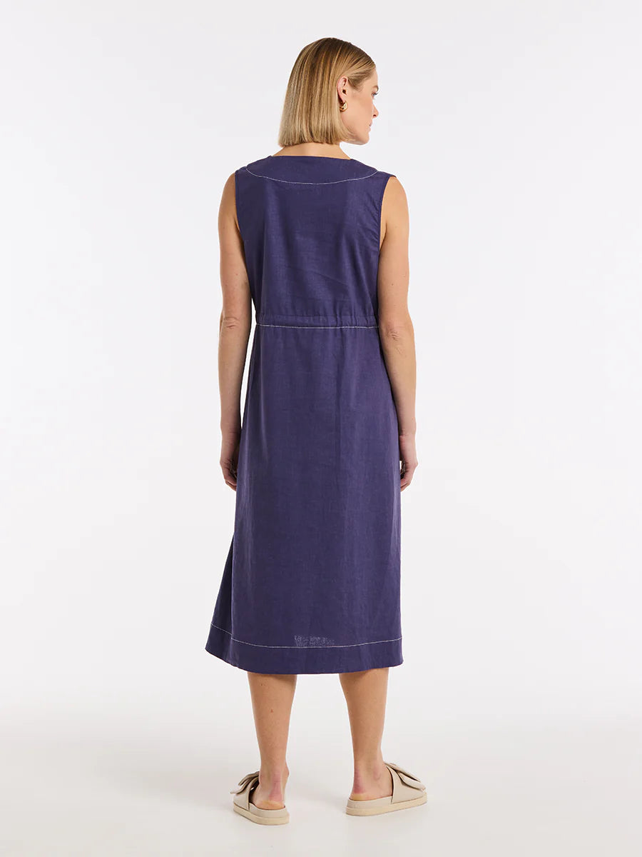 Marco Polo Short Sleeve Tab Detail Dress - French blue