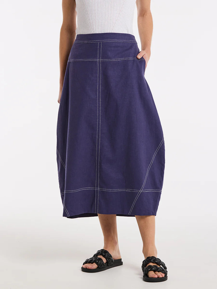 Marco Polo Top Stitched Skirt - French Blue