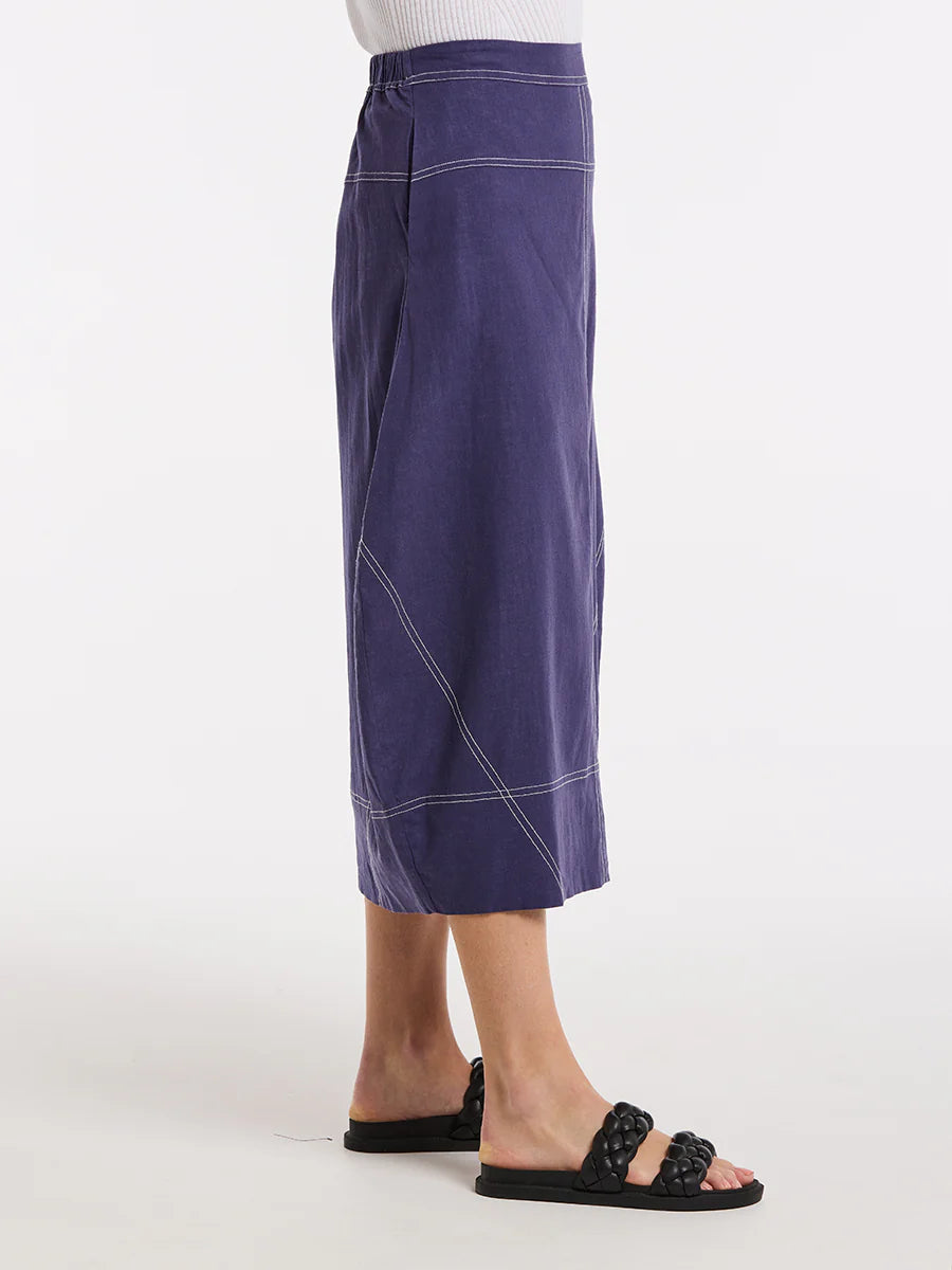 Marco Polo Top Stitched Skirt - French Blue