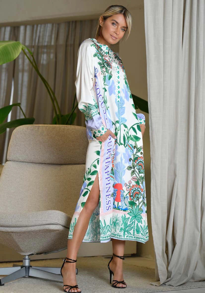 Miss Goodlife Midi Dress Green Garden - Multicolour