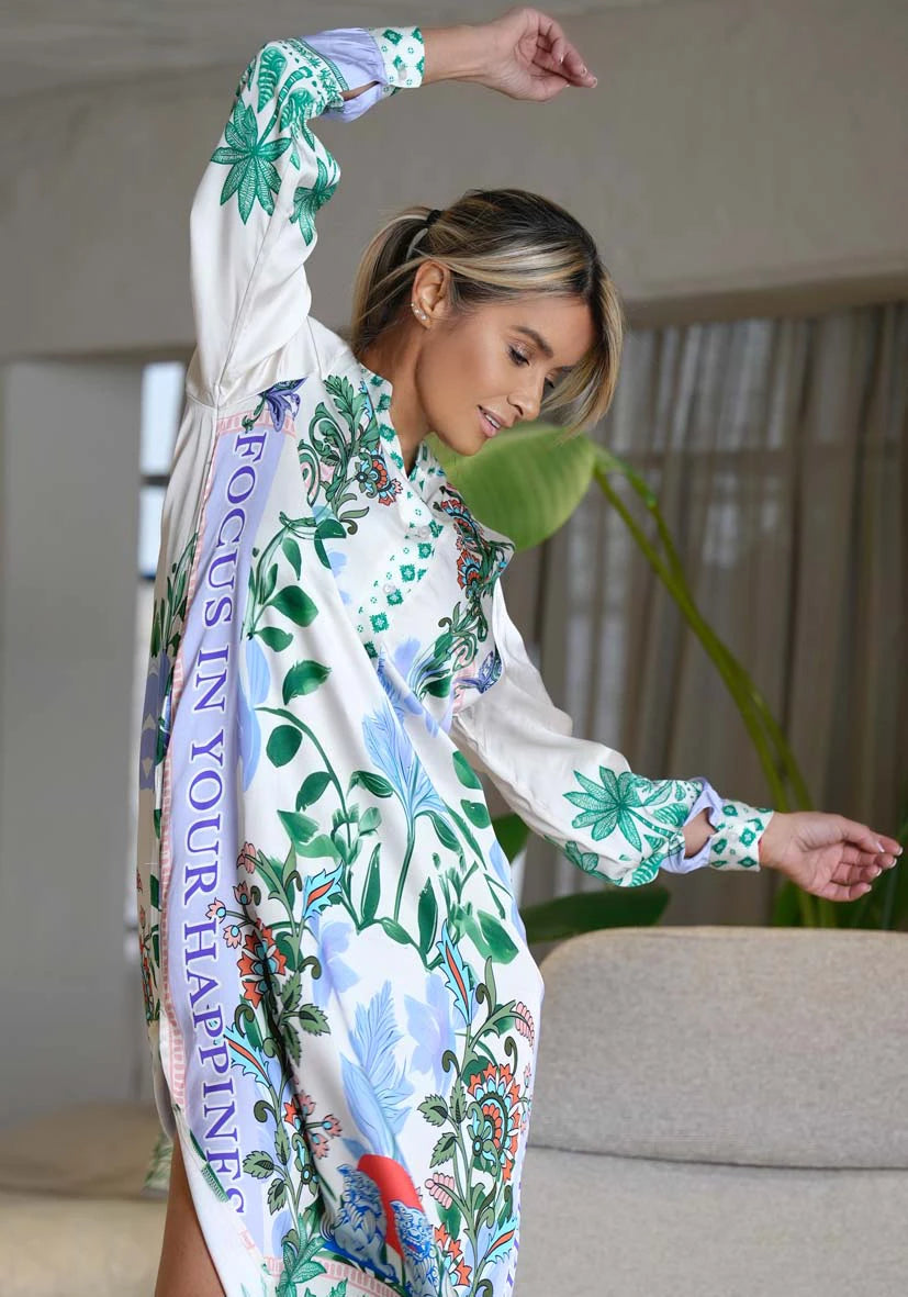 Miss Goodlife Midi Dress Green Garden - Multicolour